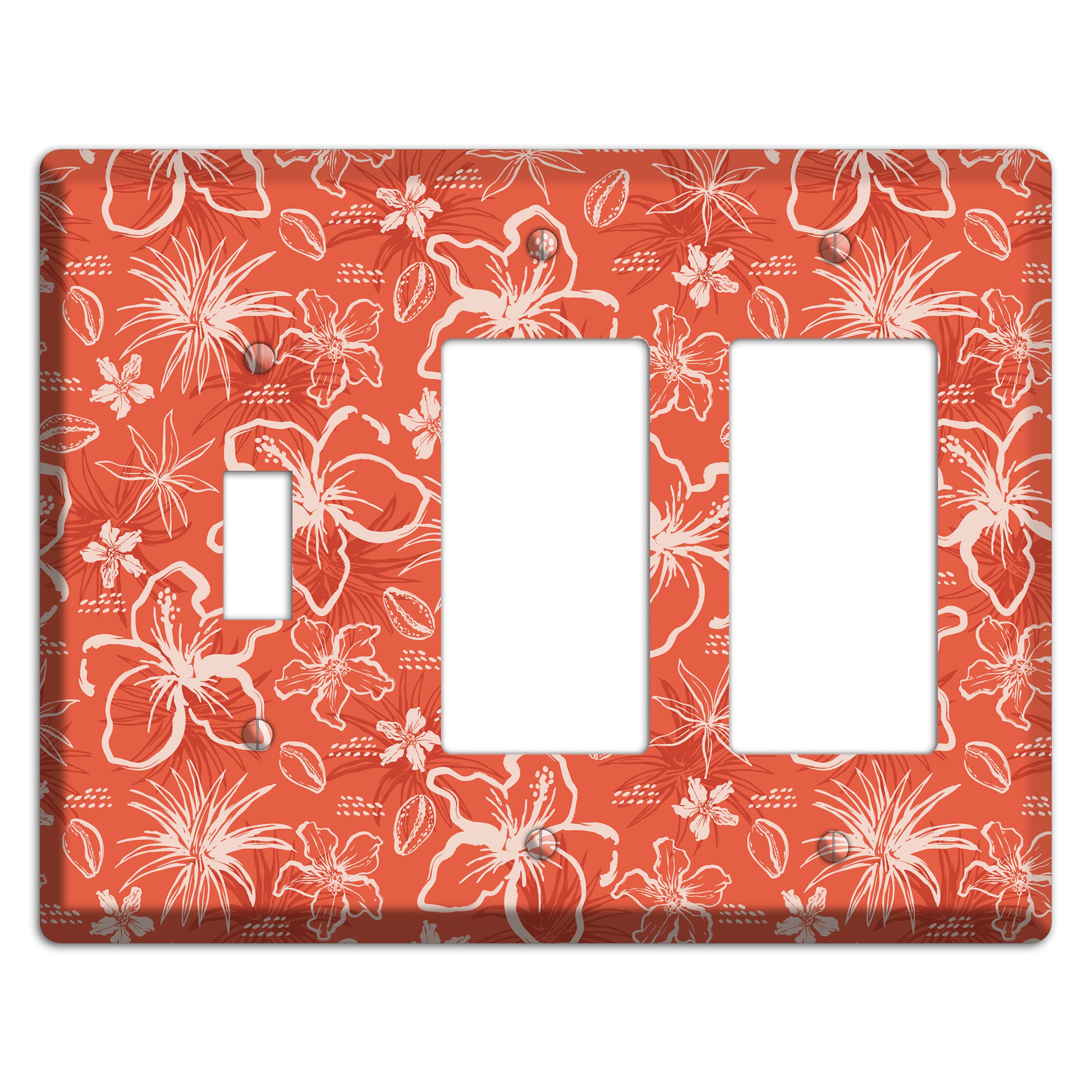 Coral Hibiscus Reverie Toggle / 2 Rocker Wallplate