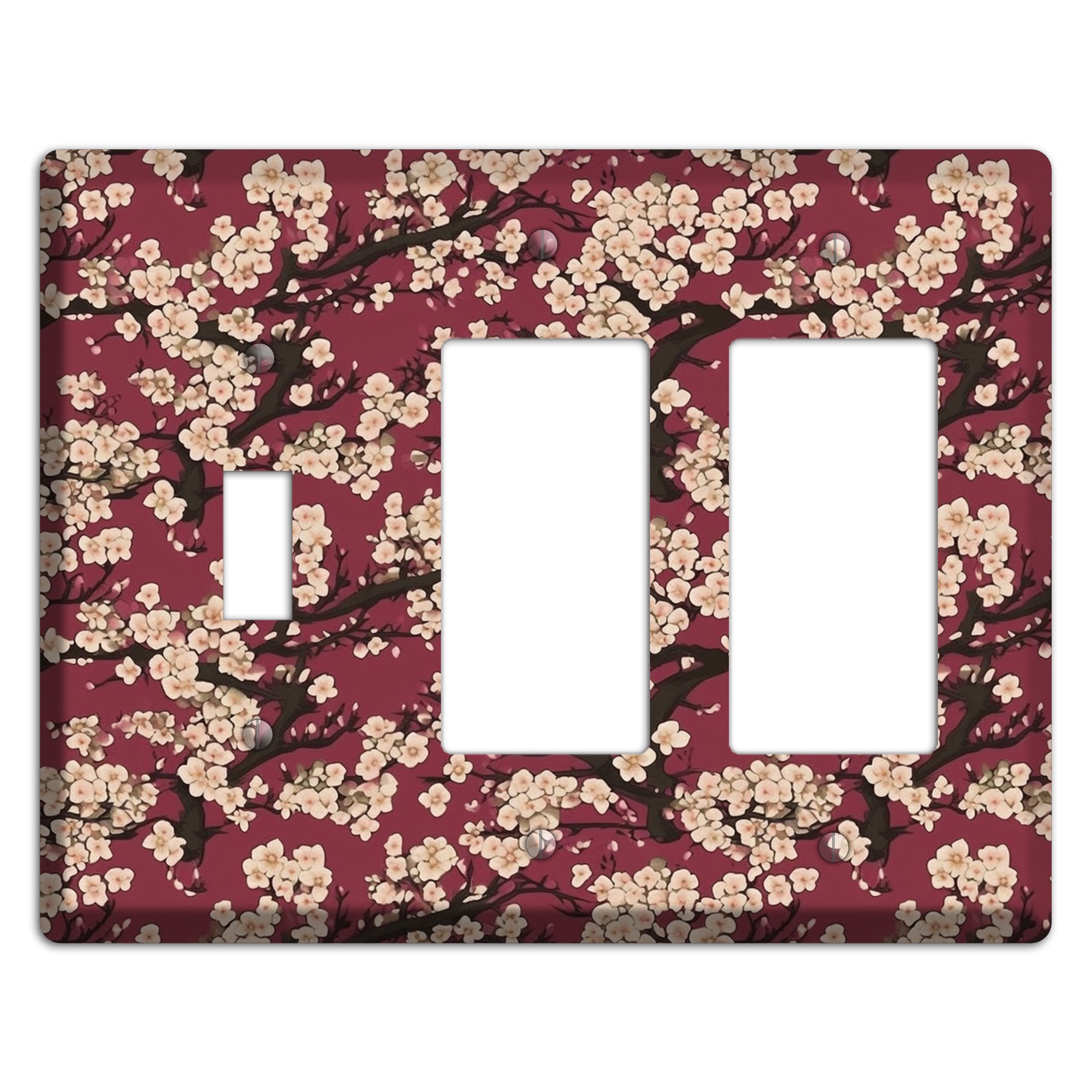 Crimson Plum Drift Toggle / 2 Rocker Wallplate