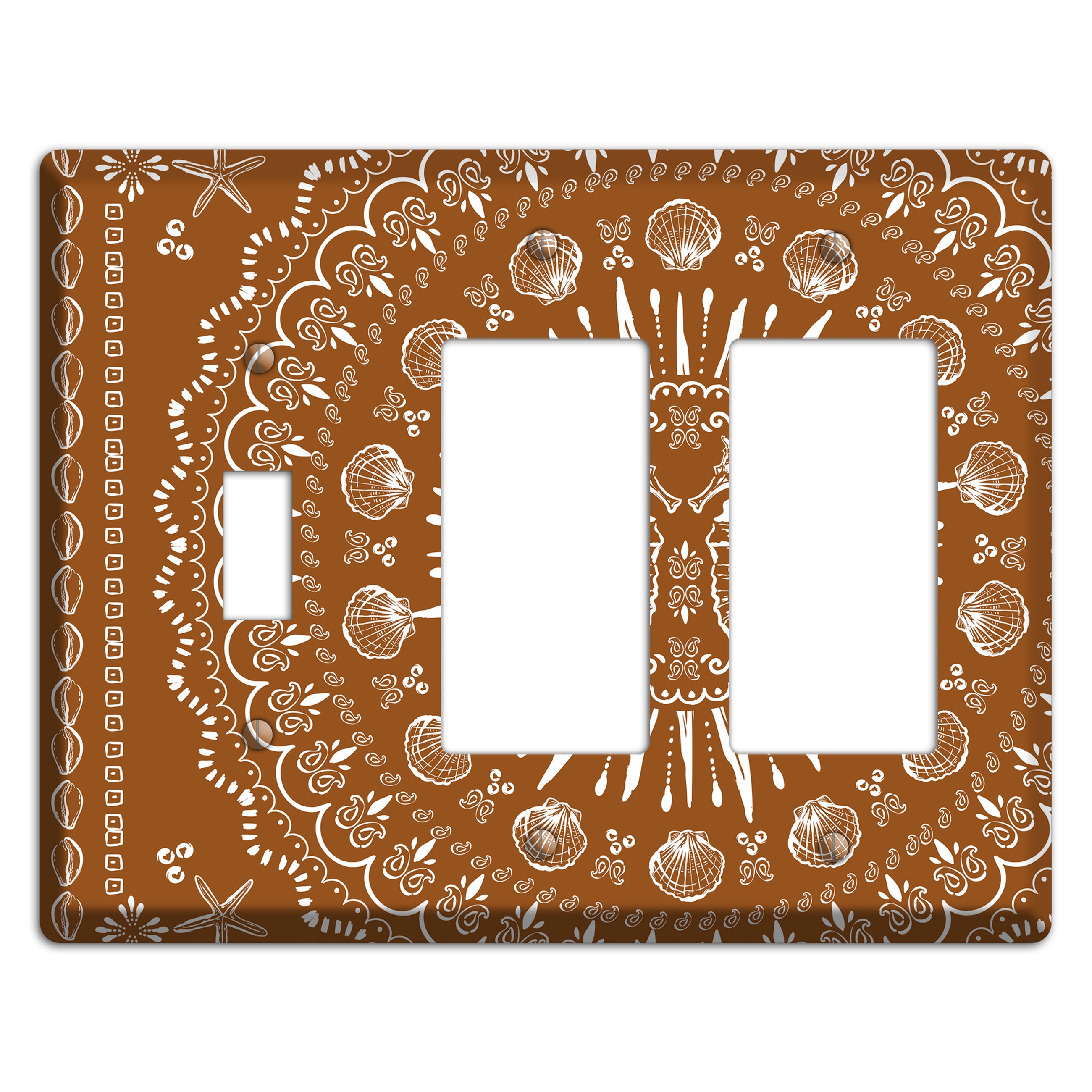 Russet Seahorse Mandala Toggle / 2 Rocker Wallplate