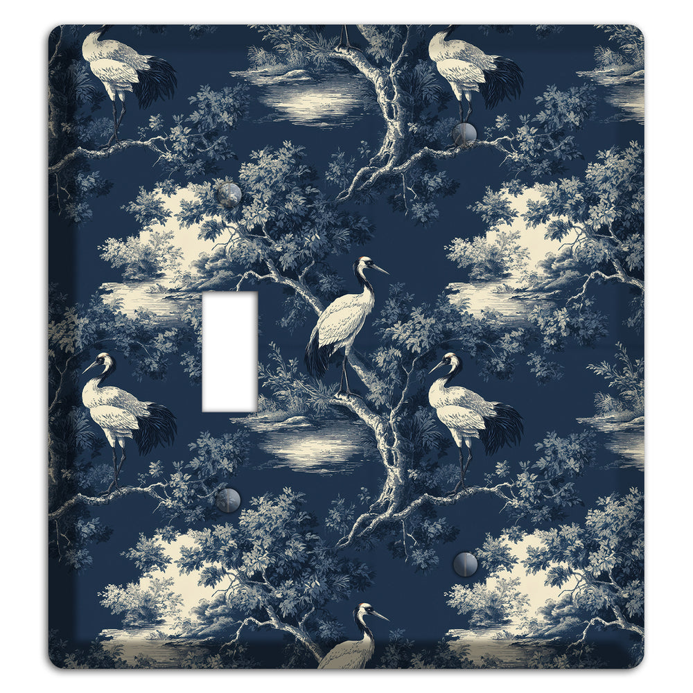 Midnight Crane Toile Toggle / Blank Wallplate