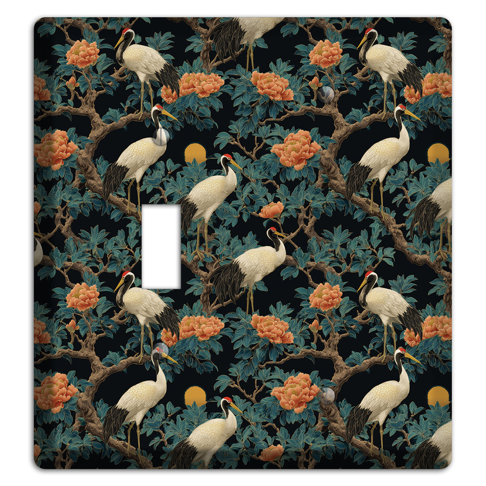 Teal Moonrise Cranes Toggle / Blank Wallplate
