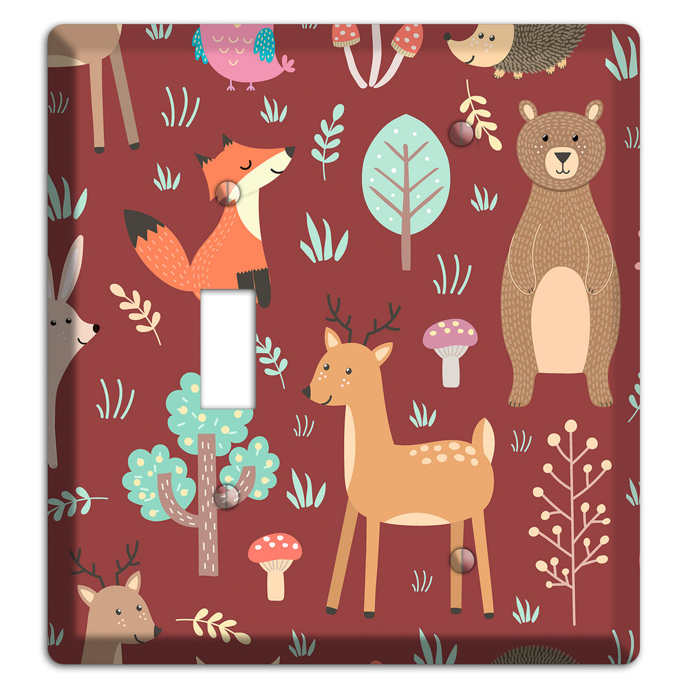 Woodland Friends (Maroon) Toggle / Blank Wallplate
