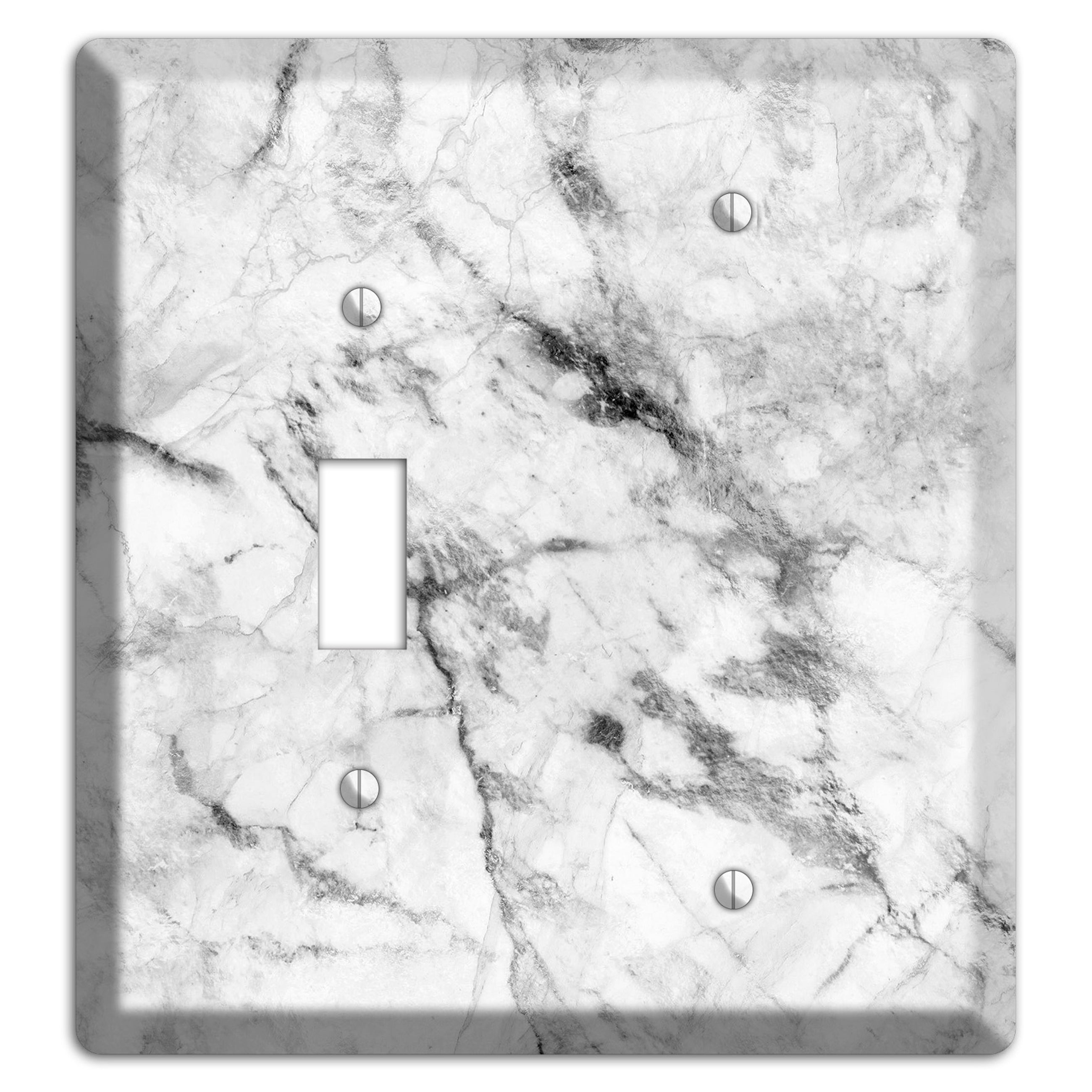 White and Gray Marble Toggle / Blank Wallplate