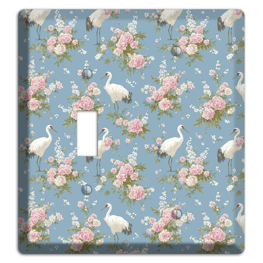 Dusty Blue Peony Flight Toggle / Blank Wallplate