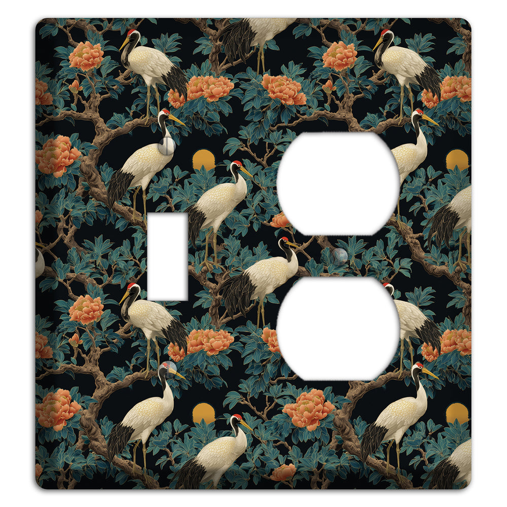 Teal Moonrise Cranes Toggle / Duplex Wallplate
