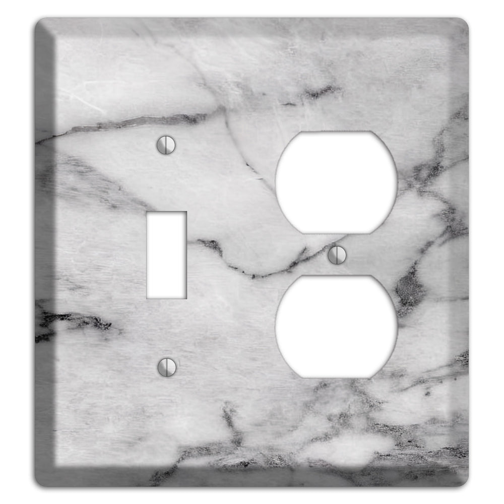 Gray and White Marble Toggle / Duplex Wallplate