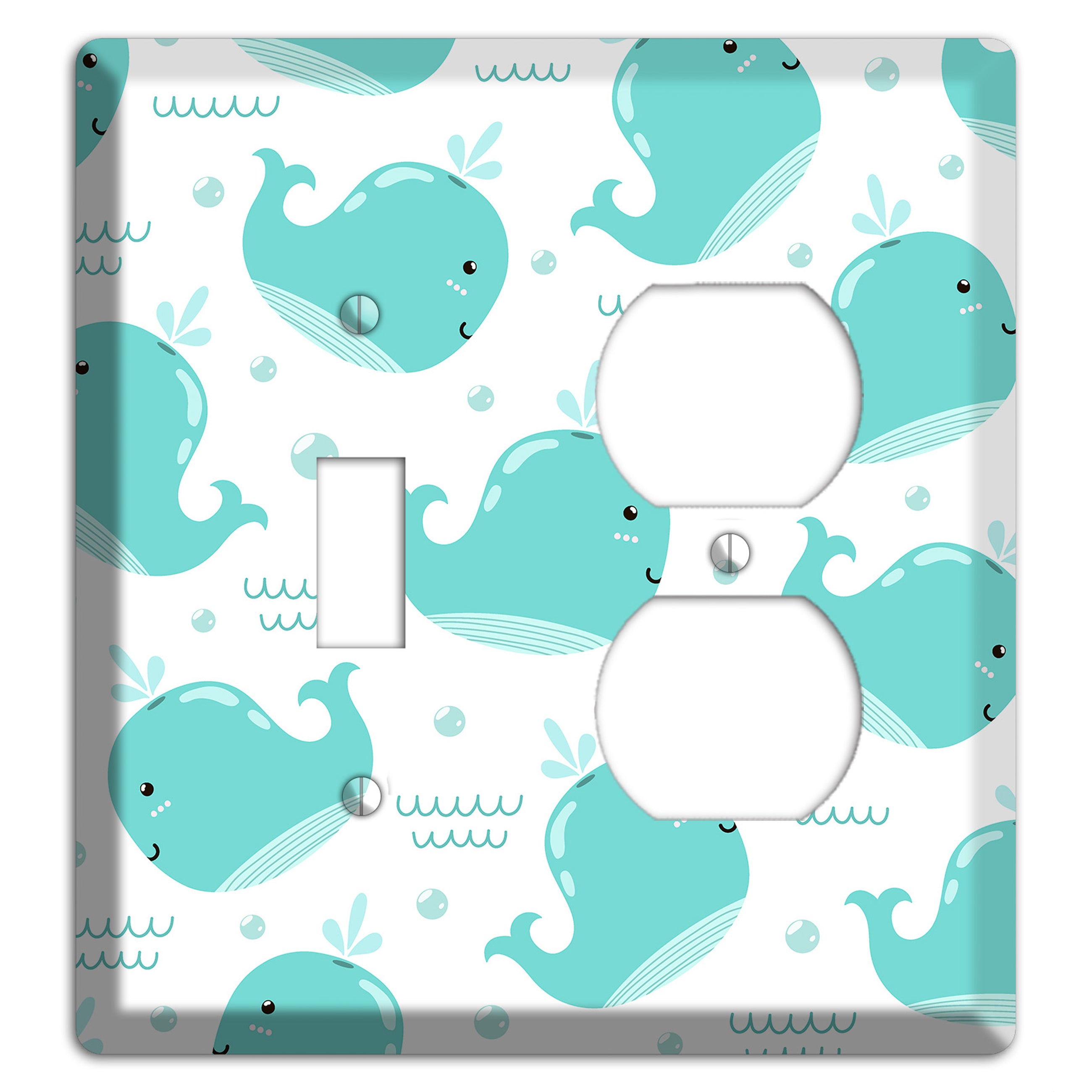 Happy Whales (White) Toggle / Duplex Wallplate