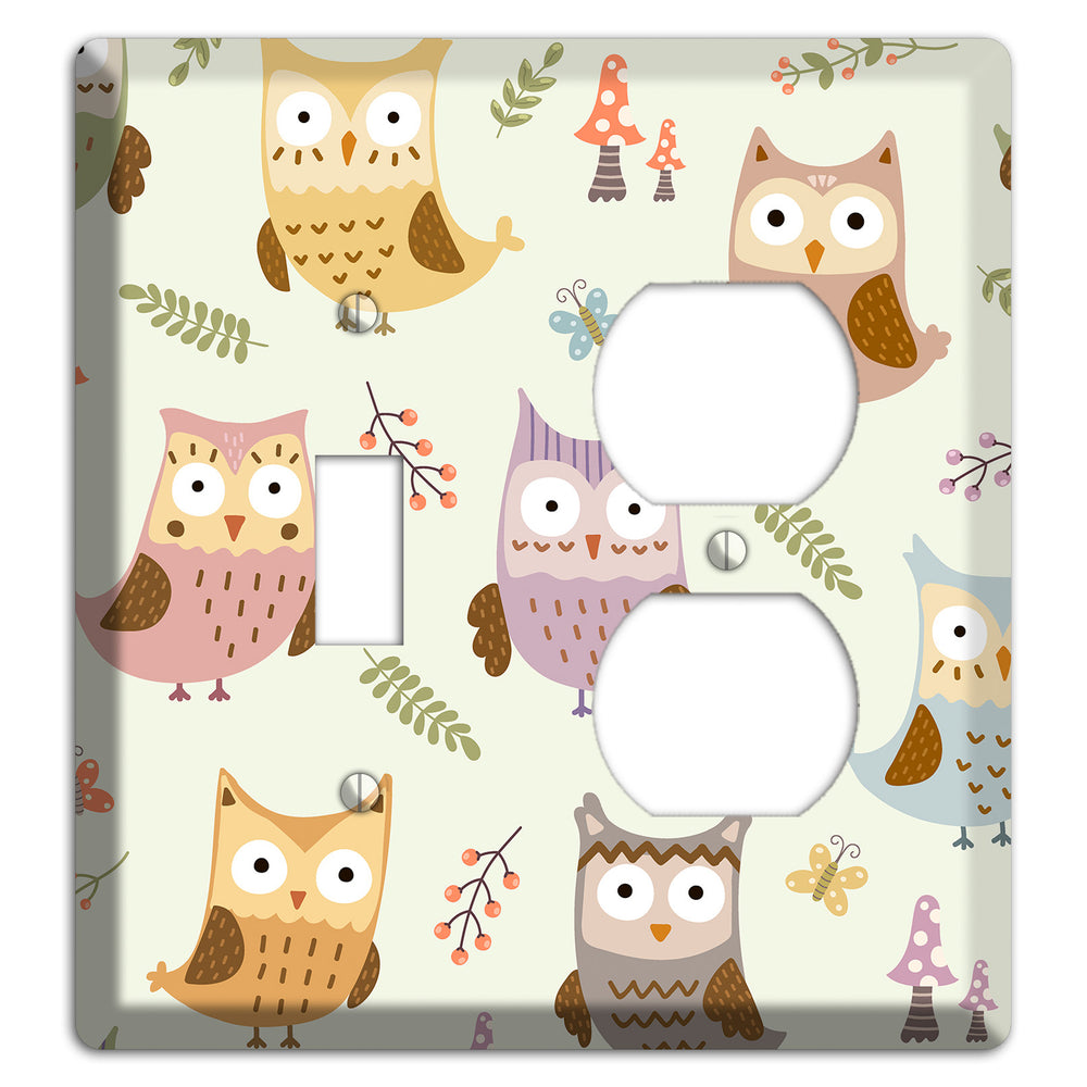 Sleepy Owls (Cream) Toggle / Duplex Wallplate