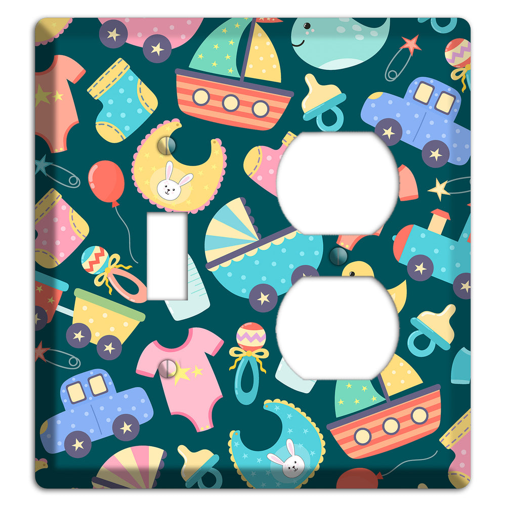Baby Parade (Teal) Toggle / Duplex Wallplate