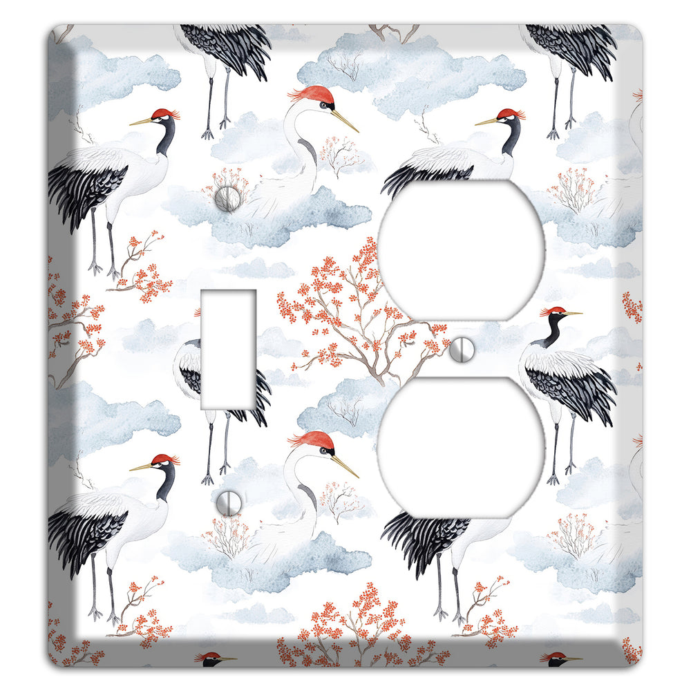 Crimson Crown Cranes Toggle / Duplex Wallplate
