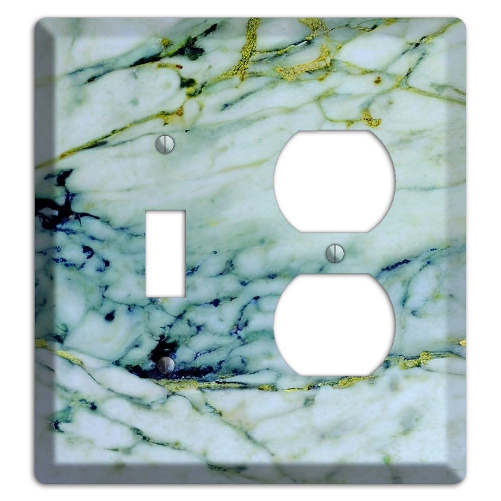 White, Green and Blue Marble Toggle / Duplex Wallplate