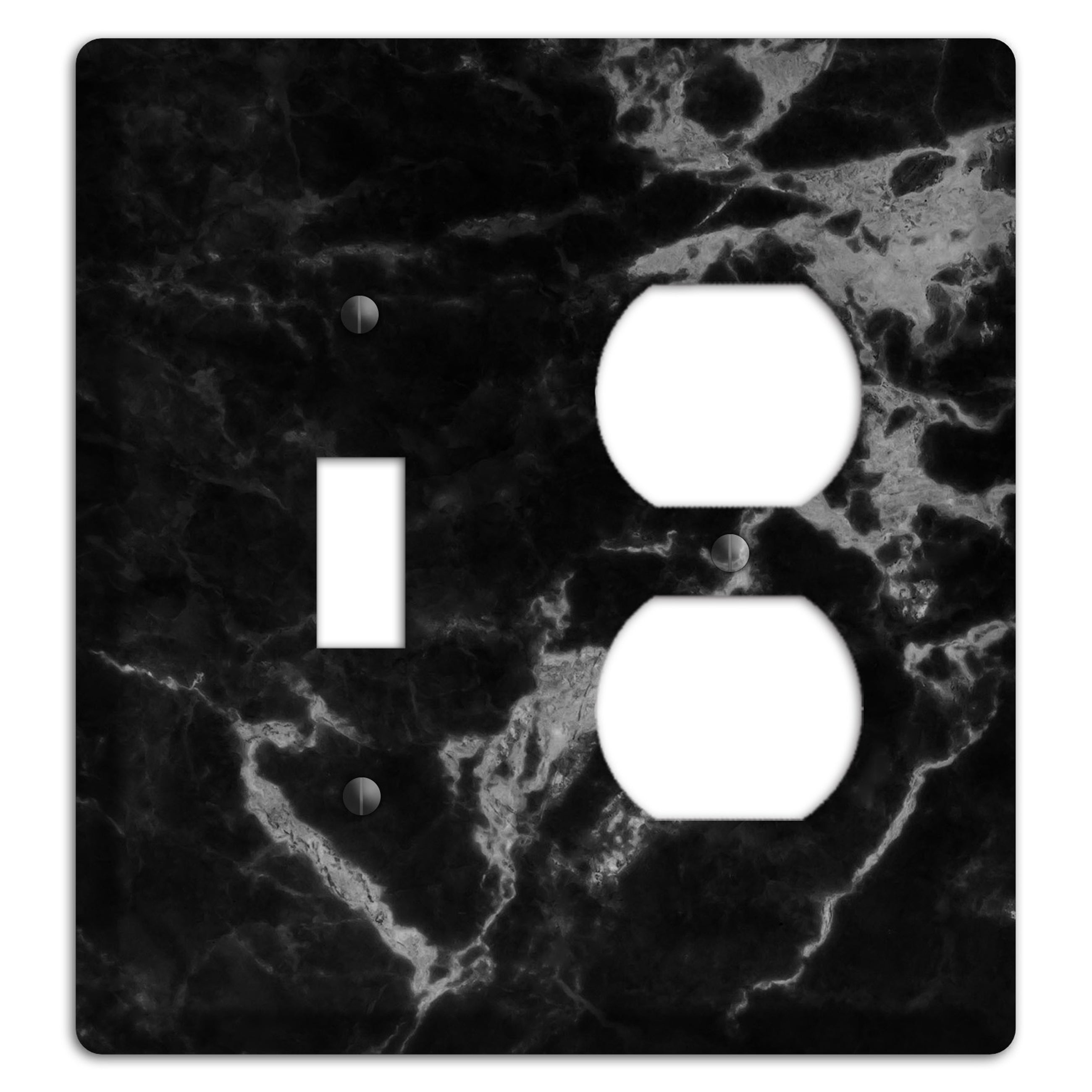 Black and Silver Marble Toggle / Duplex Wallplate