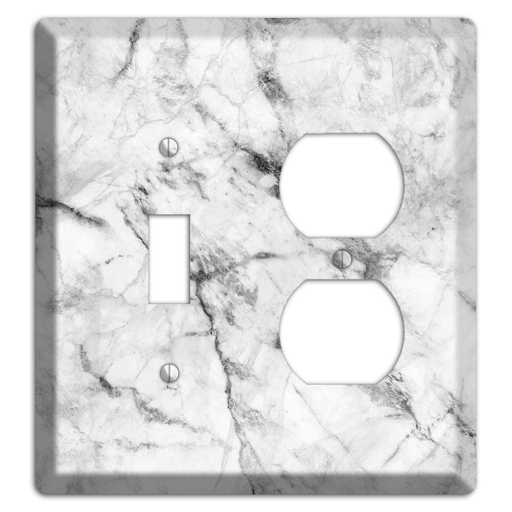 White and Gray Marble Toggle / Duplex Wallplate