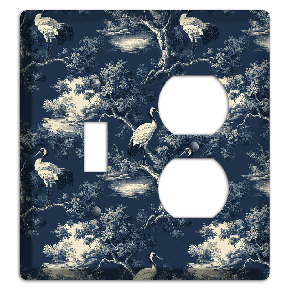 Midnight Crane Toile Toggle / Duplex Wallplate