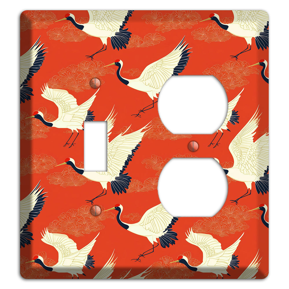 Vermillion Crane Flight Toggle / Duplex Wallplate