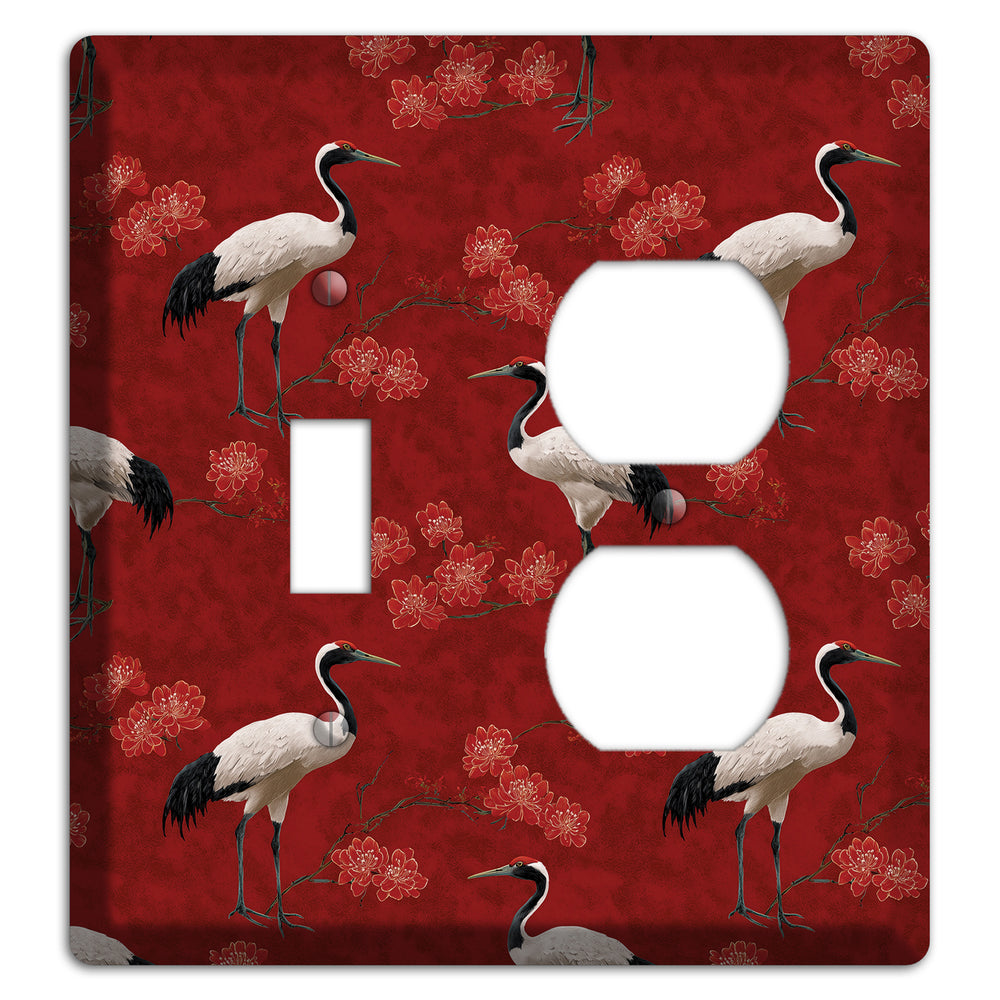 Vermillion Crane Bloom Toggle / Duplex Wallplate