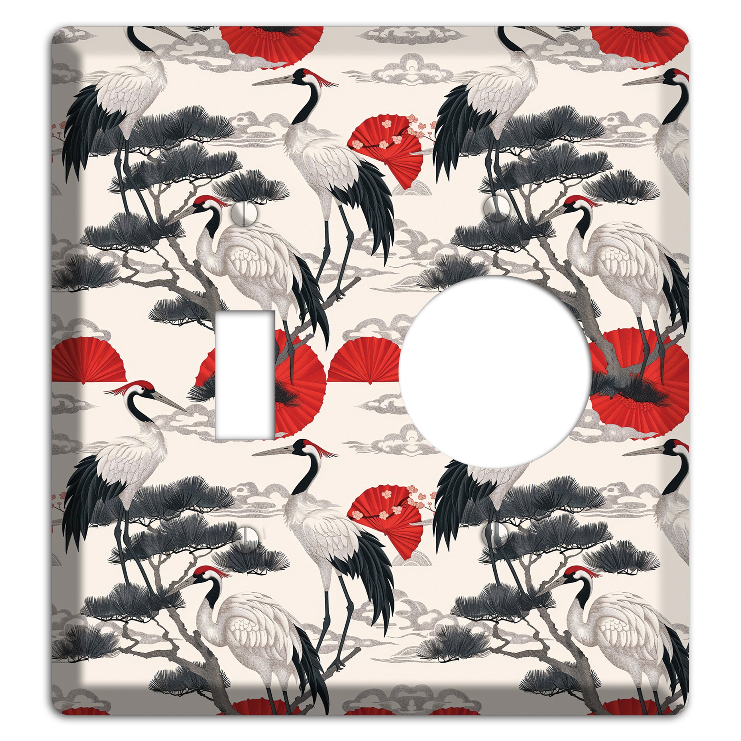 Crimson Fan & Pine Toggle / Receptacle Wallplate