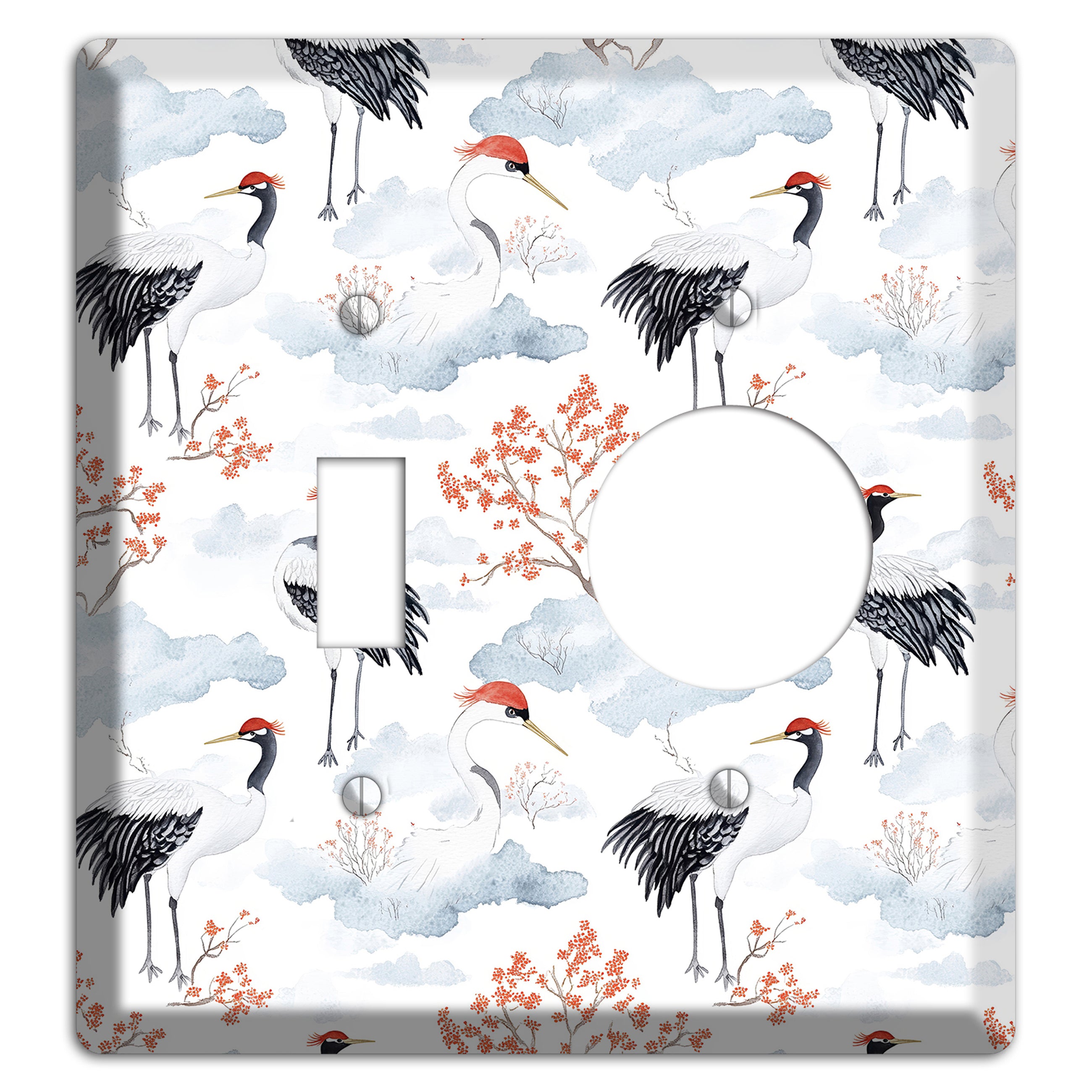 Crimson Crown Cranes Toggle / Receptacle Wallplate