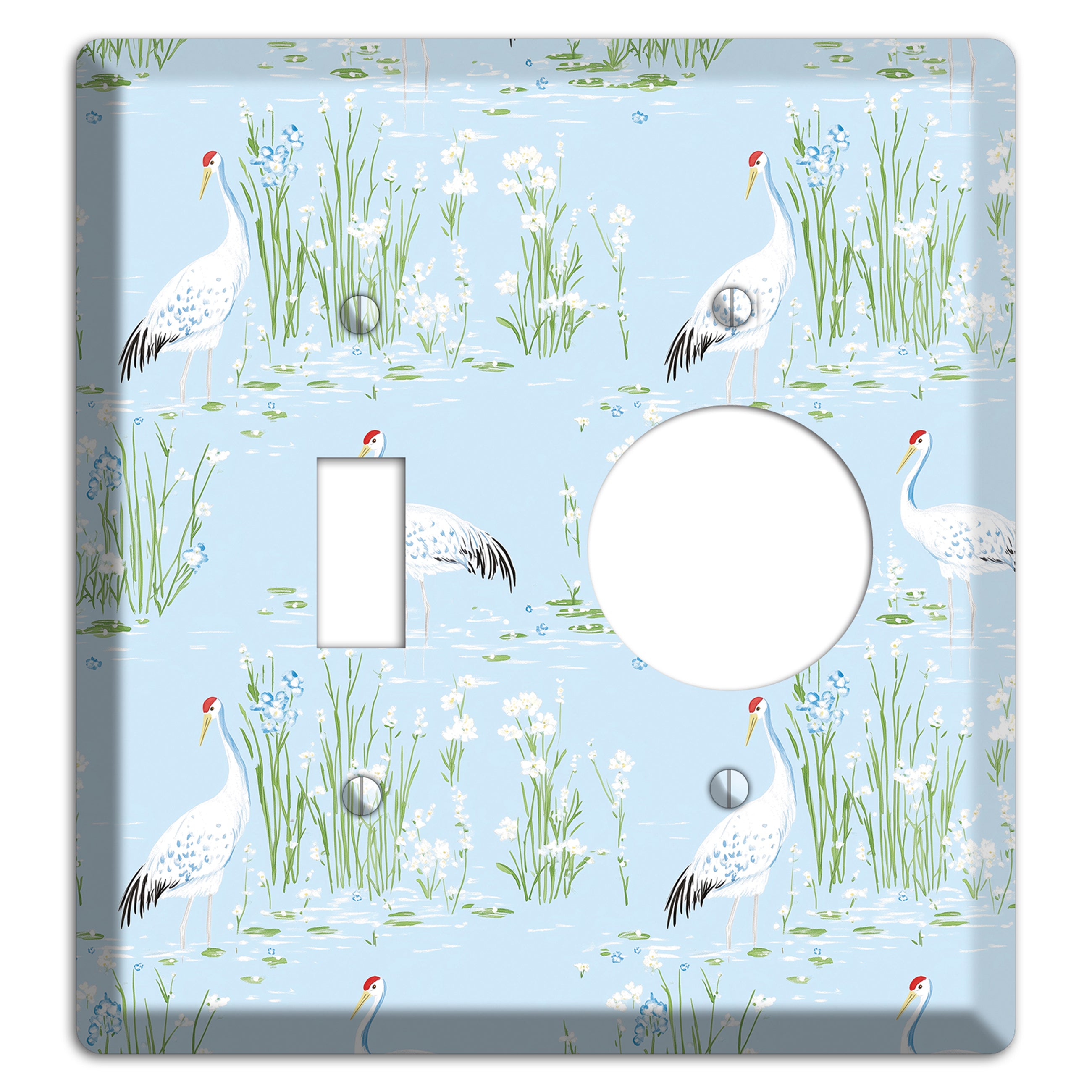 Azure Crane Sanctuary Toggle / Receptacle Wallplate