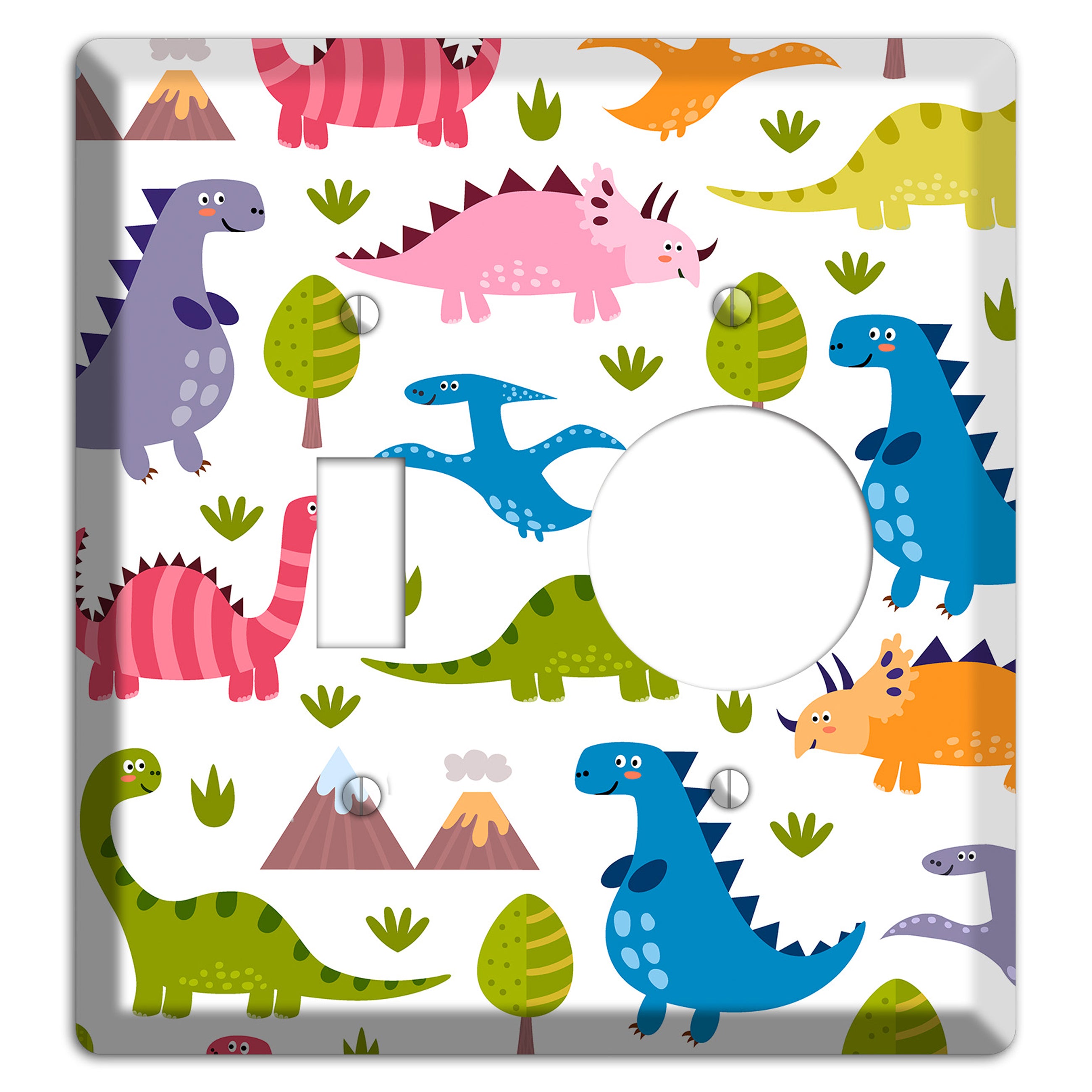 Dino Friends (Bright) Toggle / Receptacle Wallplate