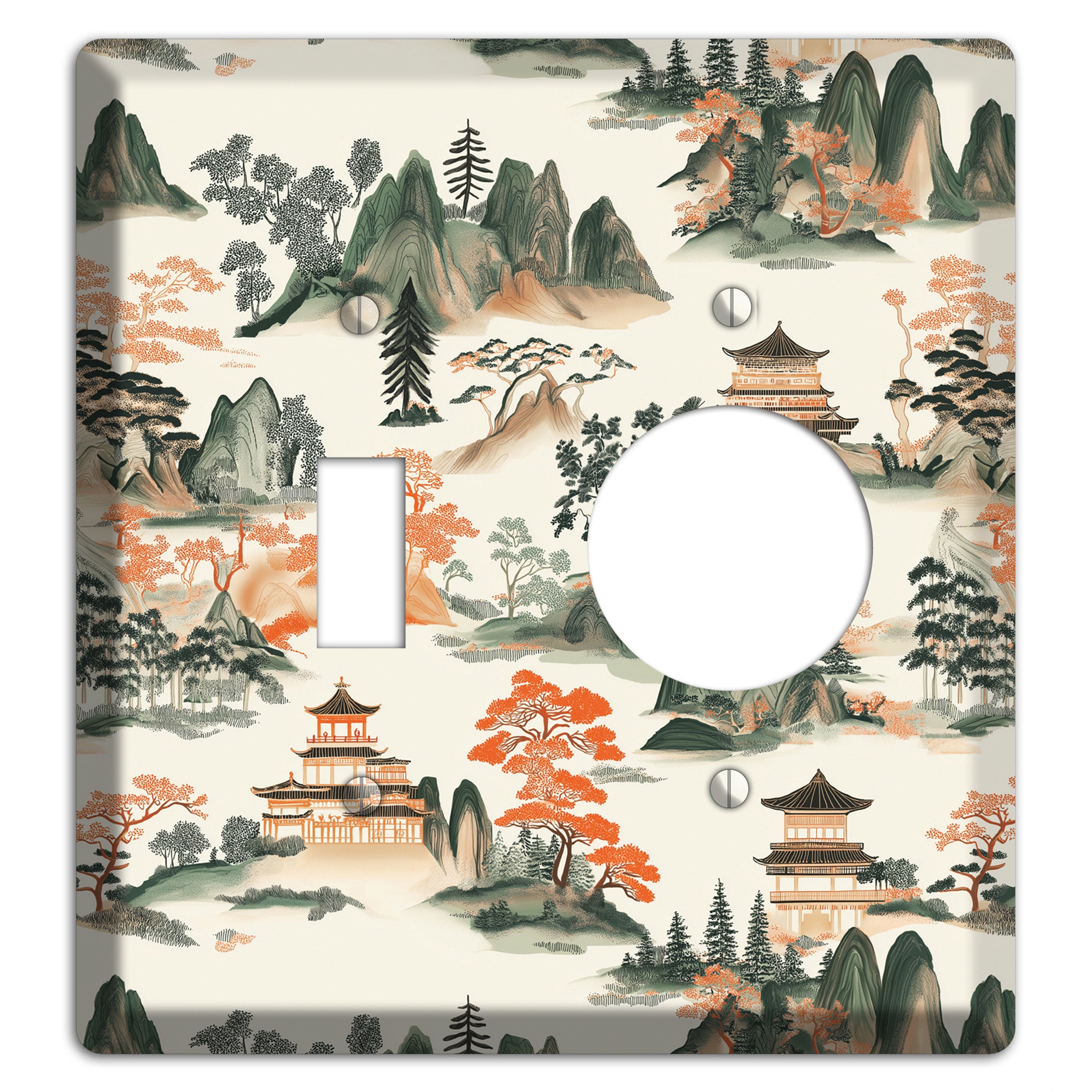 Peaks & Pagodas Toggle / Receptacle Wallplate