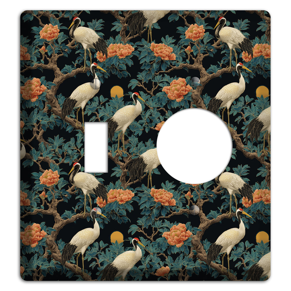 Teal Moonrise Cranes Toggle / Receptacle Wallplate