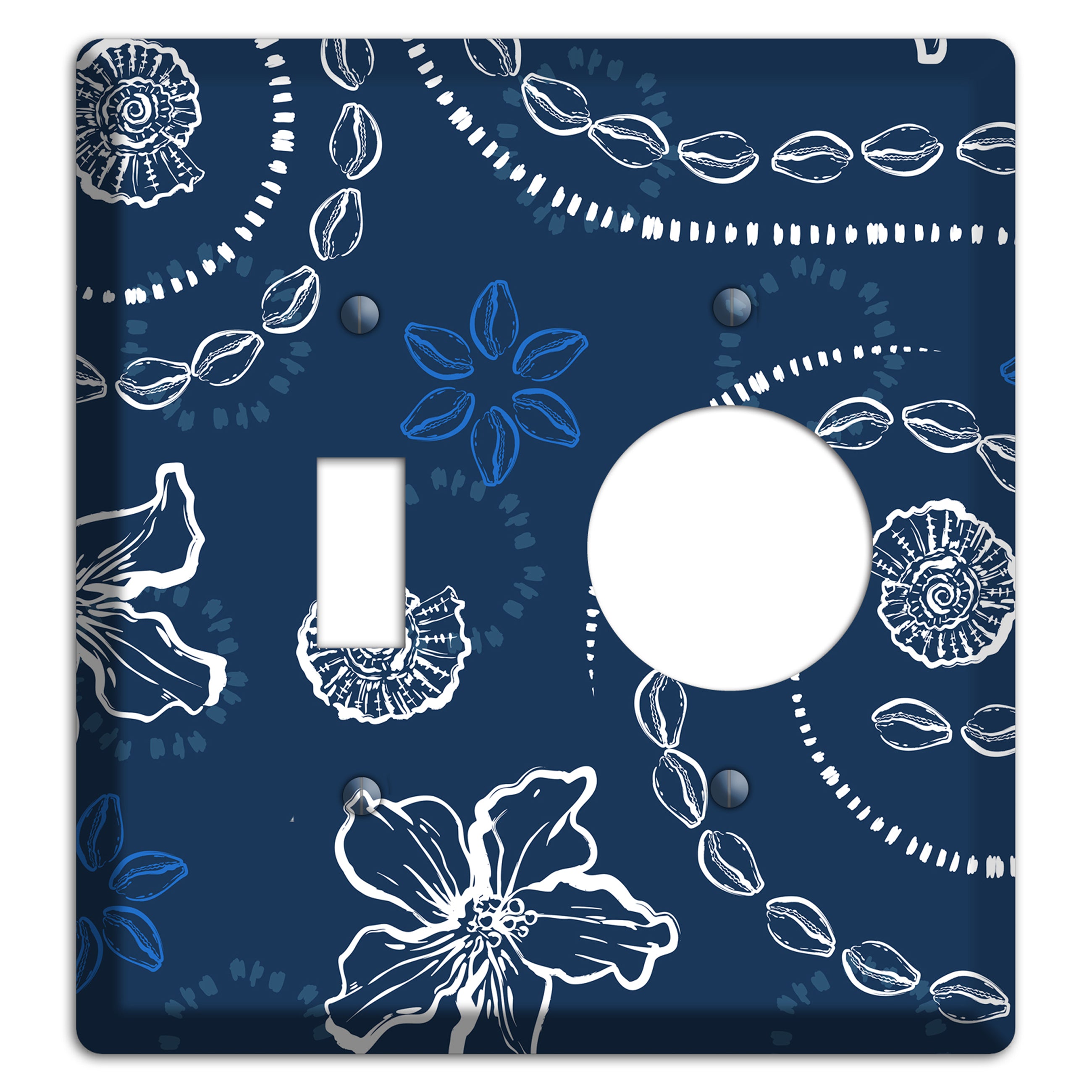 Indigo Cowrie Spiral Toggle / Receptacle Wallplate