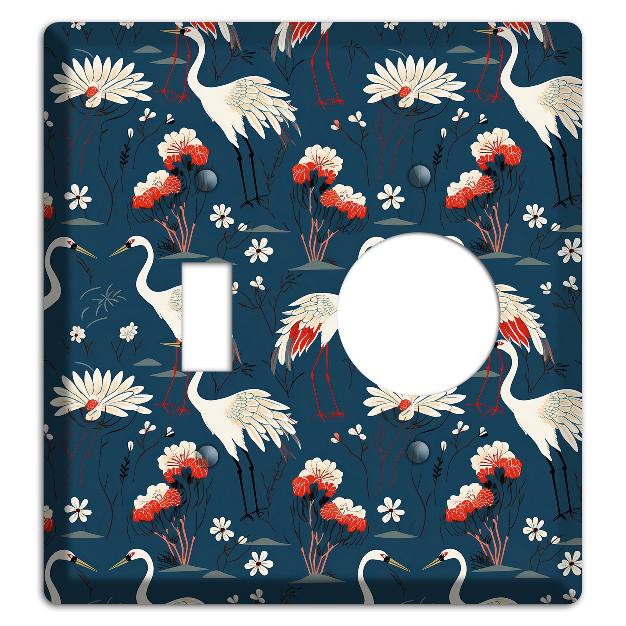 Sapphire Crane Meadow Toggle / Receptacle Wallplate