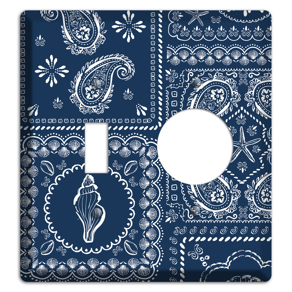 Navy Paisley Patchwork Toggle / Receptacle Wallplate