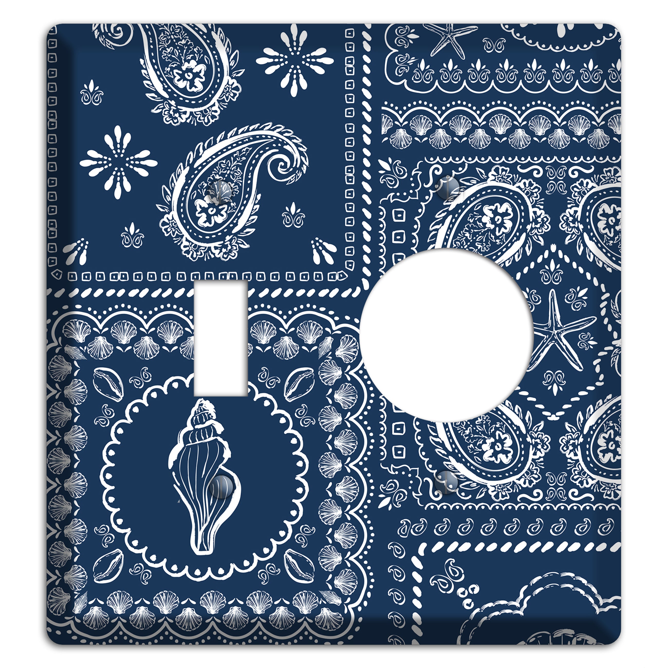 Navy Paisley Patchwork Toggle / Receptacle Wallplate
