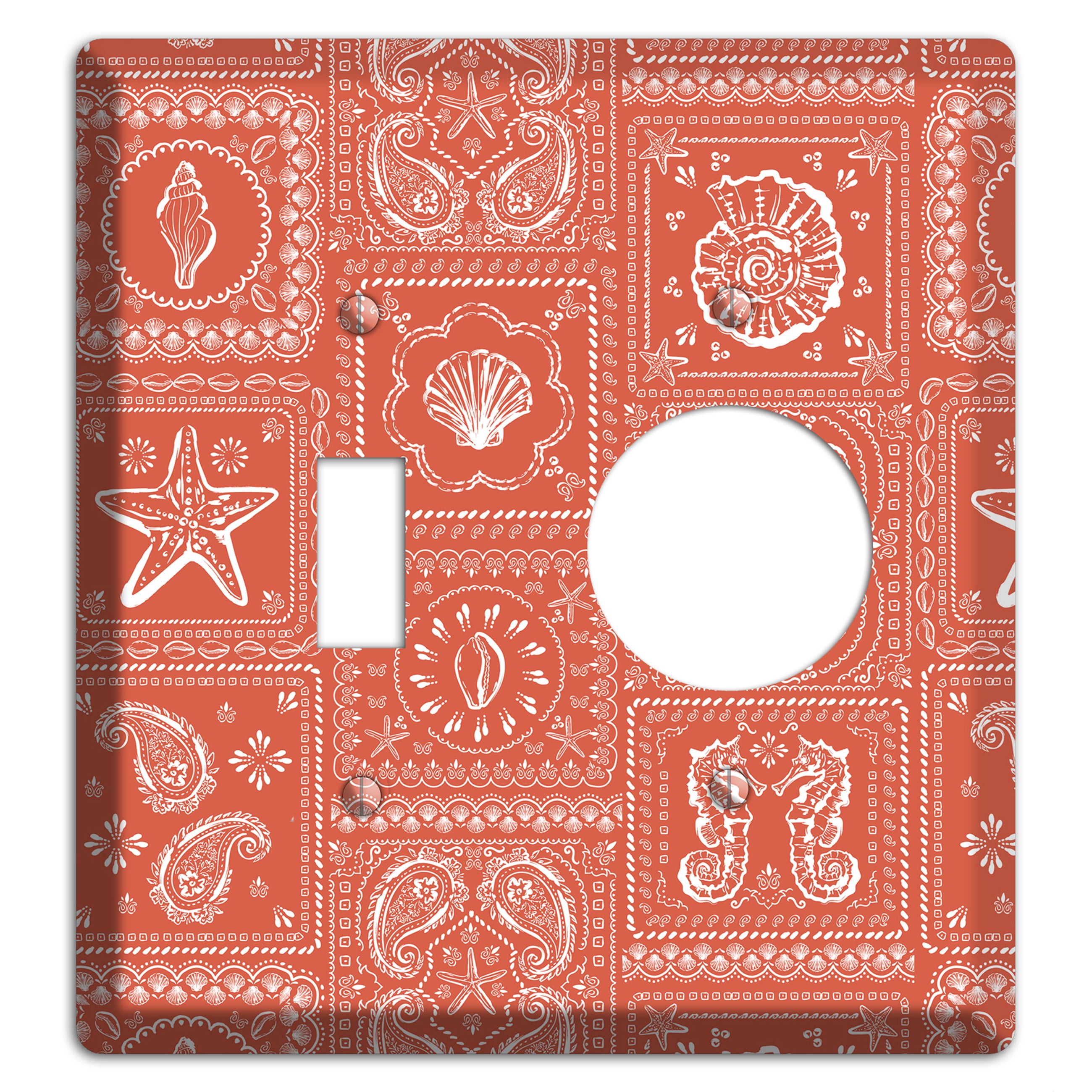 Terracotta Shell Patchwork Toggle / Receptacle Wallplate