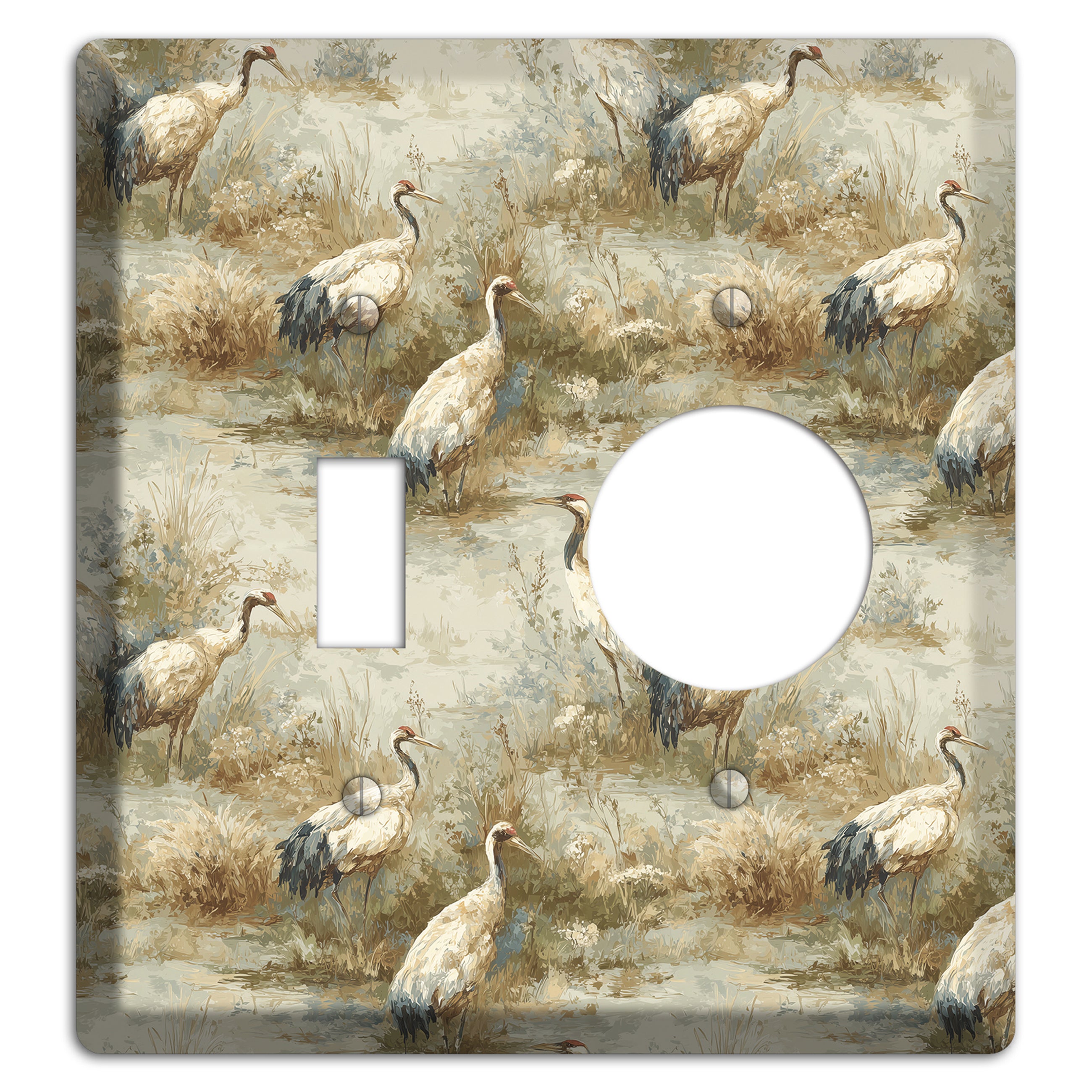 Marshland Crane Reverie Toggle / Receptacle Wallplate