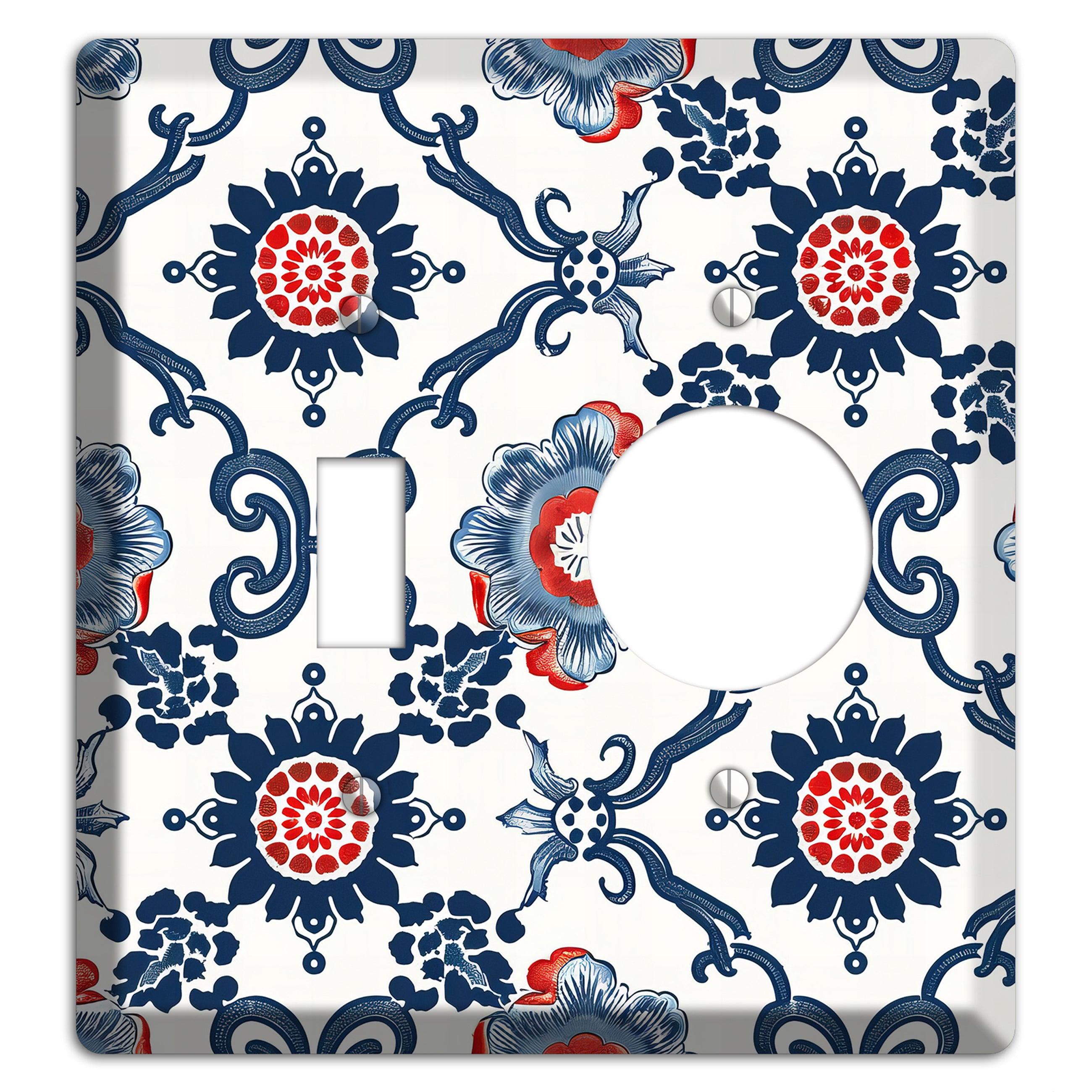 Indigo Court Florals Toggle / Receptacle Wallplate
