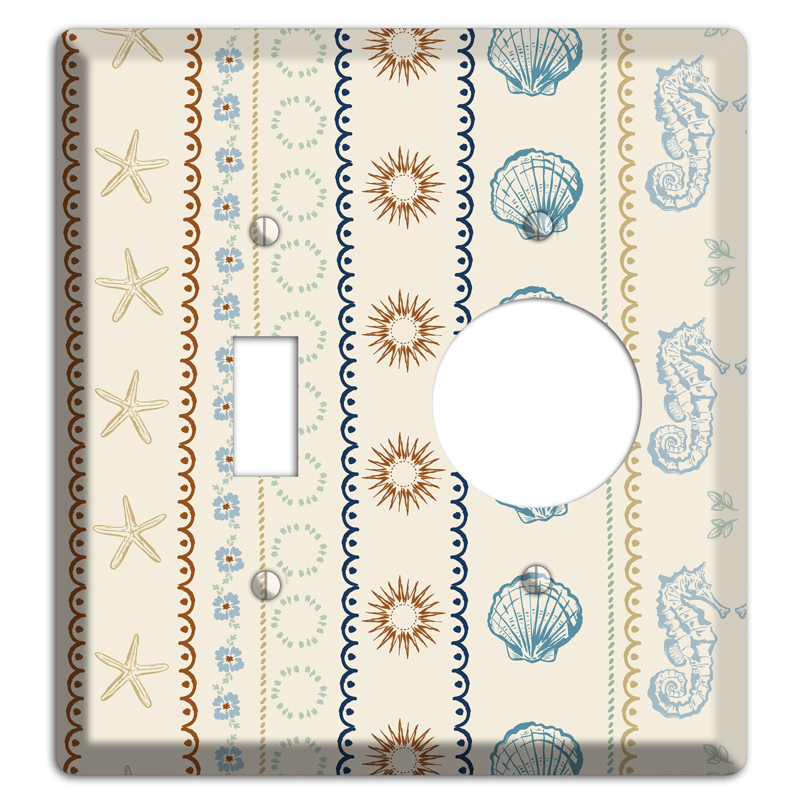 Ivory Seahorse Stripe Toggle / Receptacle Wallplate
