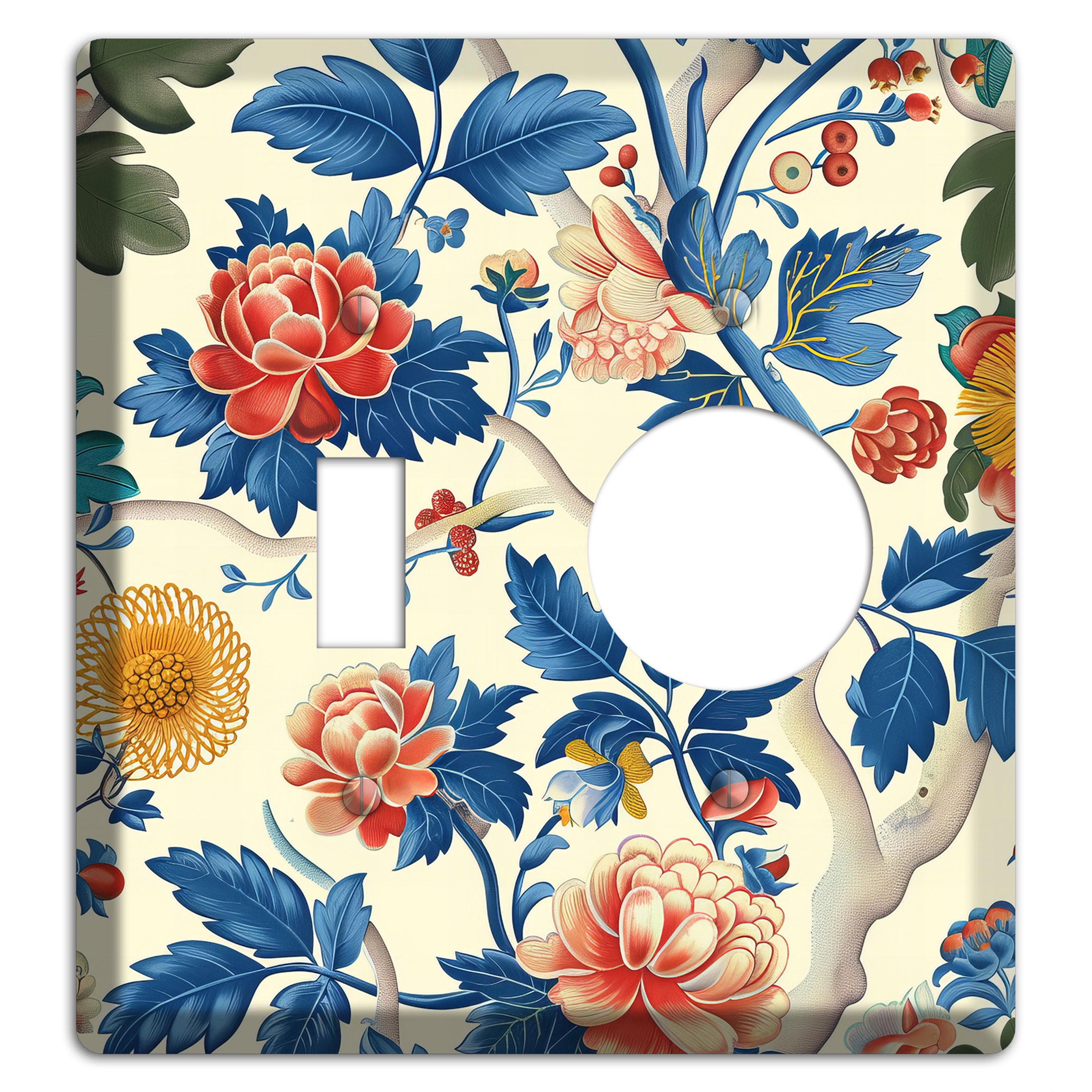 Porcelain Garden Riot Toggle / Receptacle Wallplate