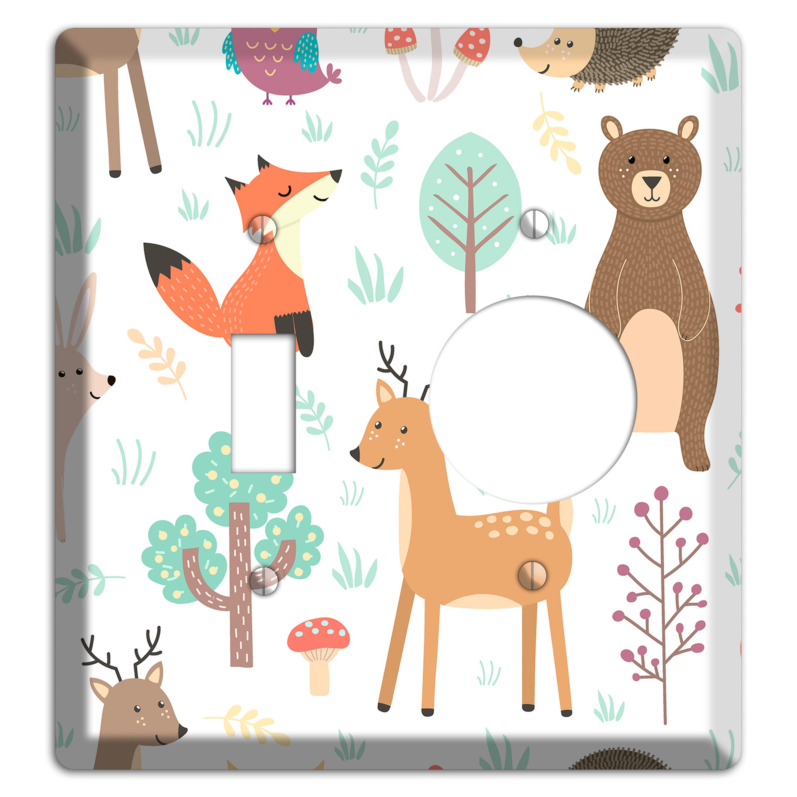 Woodland Friends (White) Toggle / Receptacle Wallplate