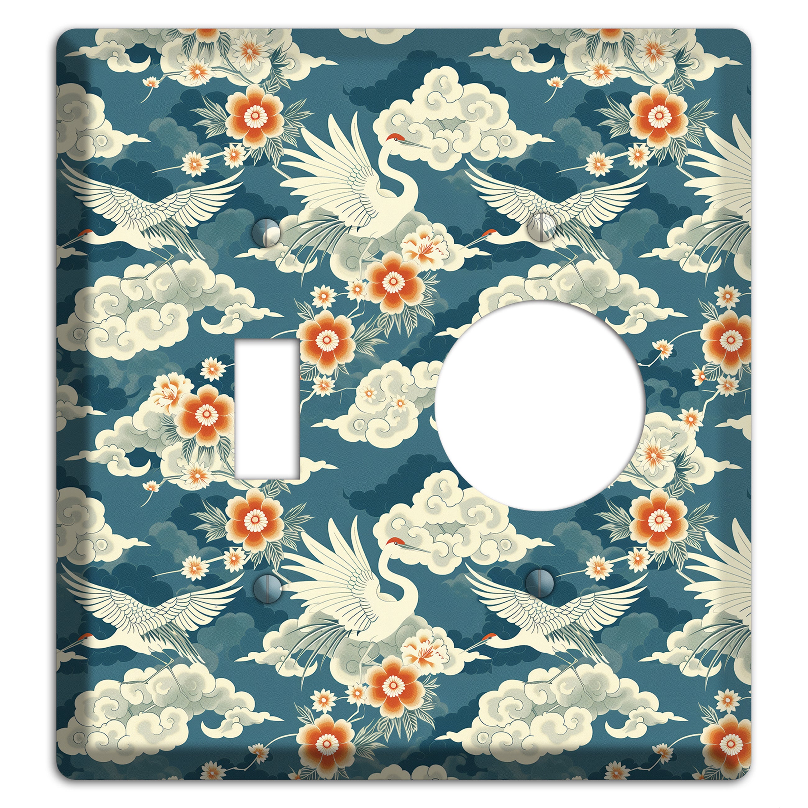 Teal Crane Ascendant Toggle / Receptacle Wallplate