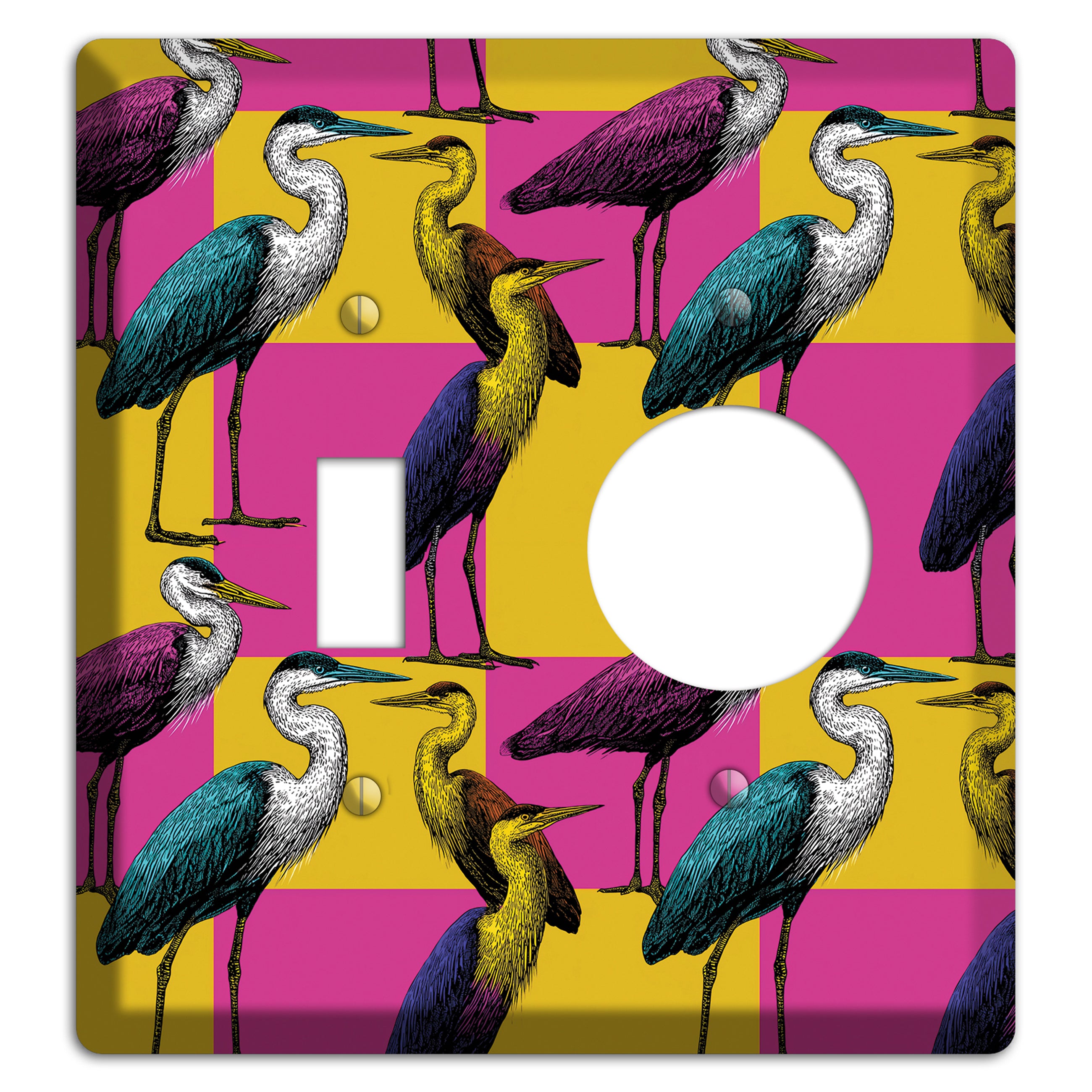 Magenta Heron Grid Toggle / Receptacle Wallplate
