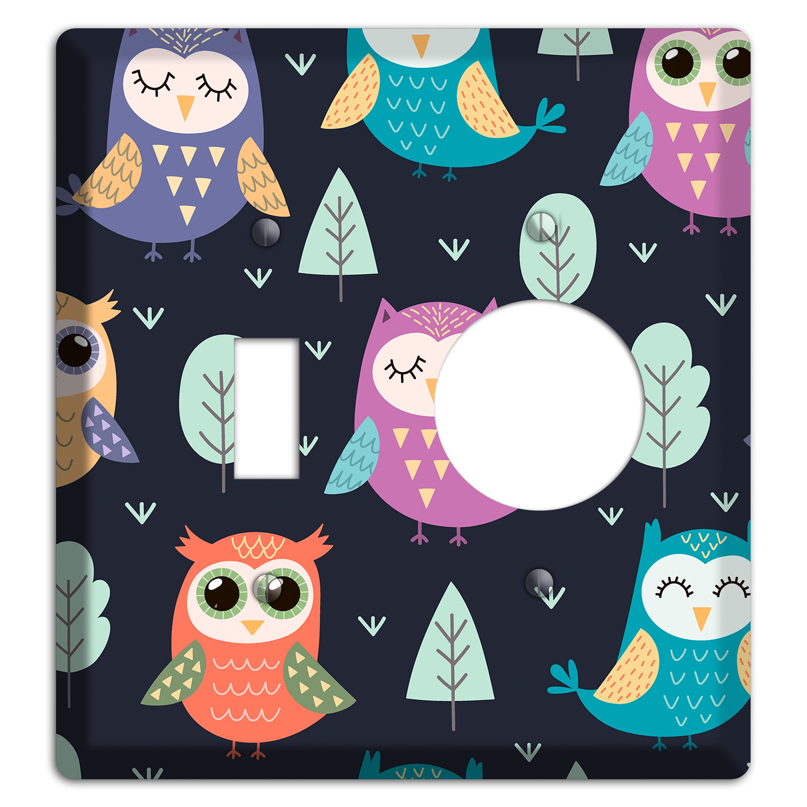 Dreamy Owls (Navy) Toggle / Receptacle Wallplate