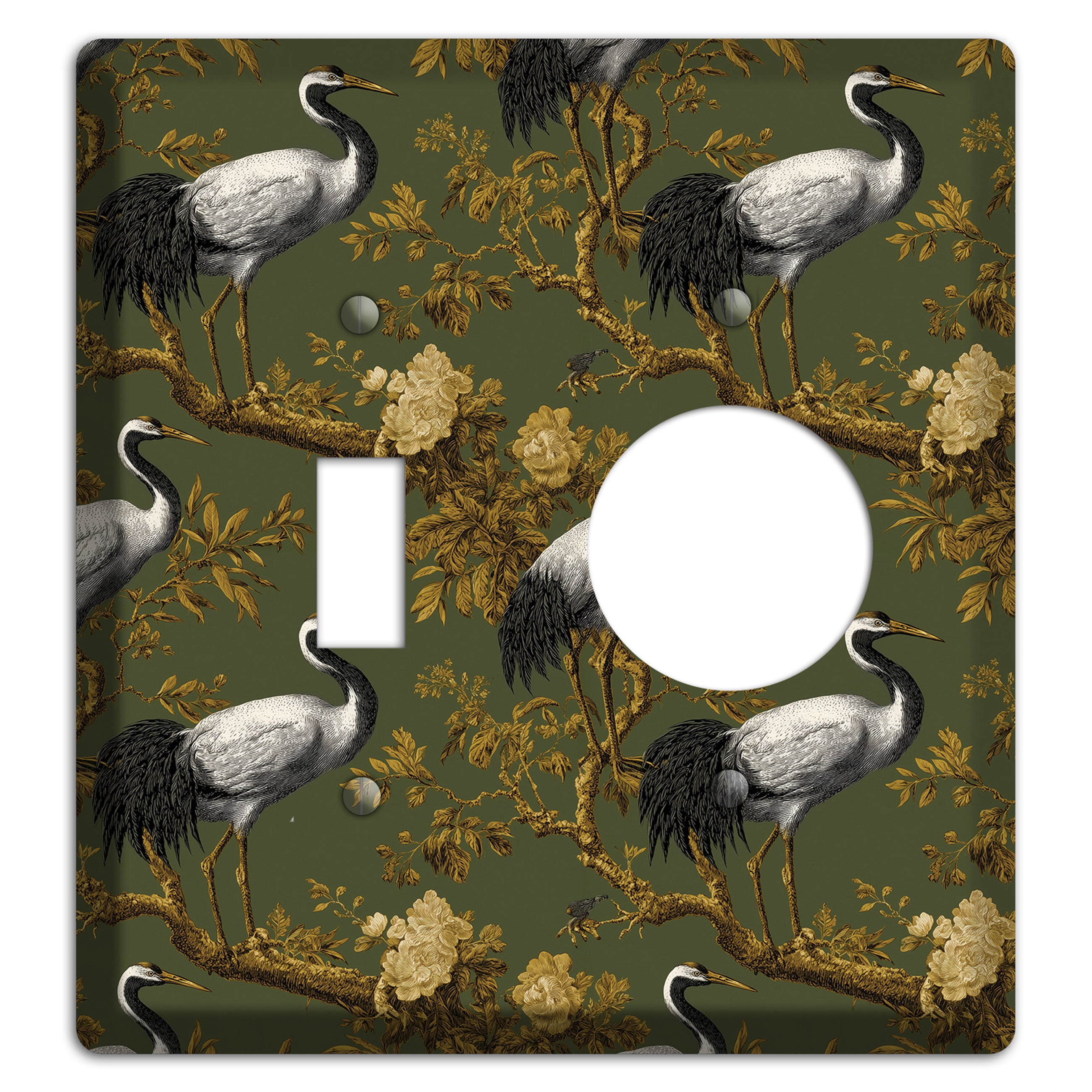 Olive Toile Sanctuary Toggle / Receptacle Wallplate