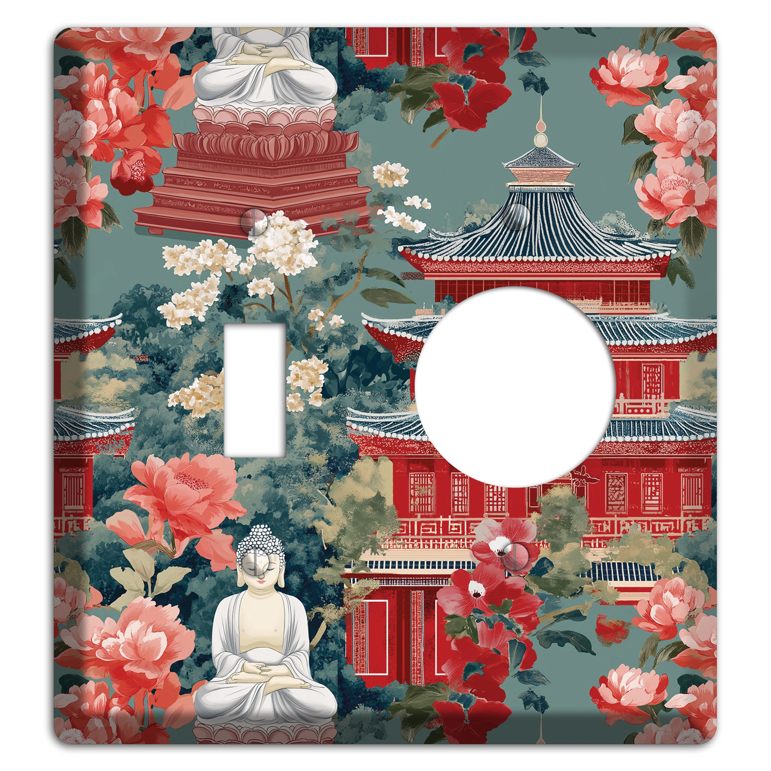 Lotus Temple Garden Toggle / Receptacle Wallplate