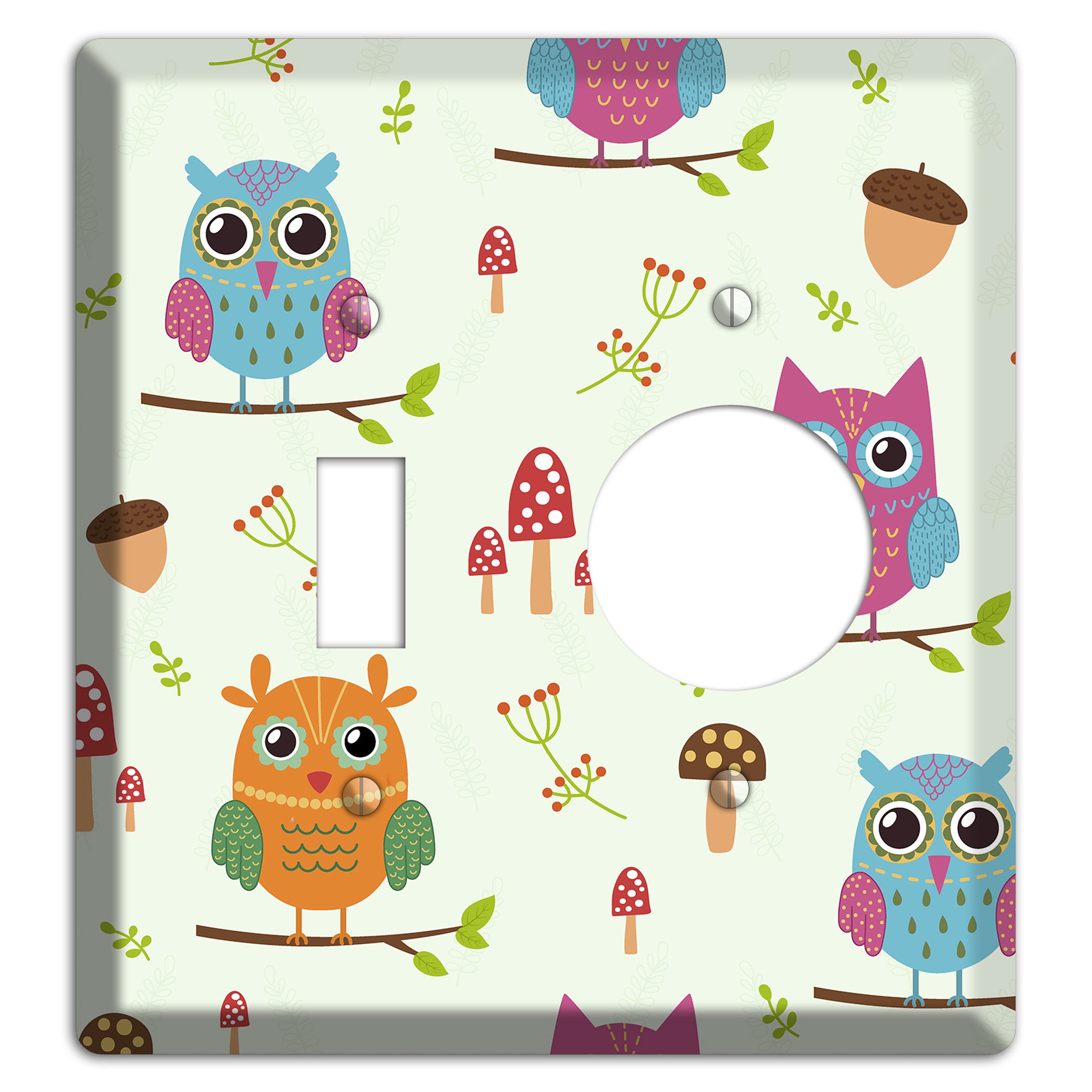 Forest Owls (Mint) Toggle / Receptacle Wallplate