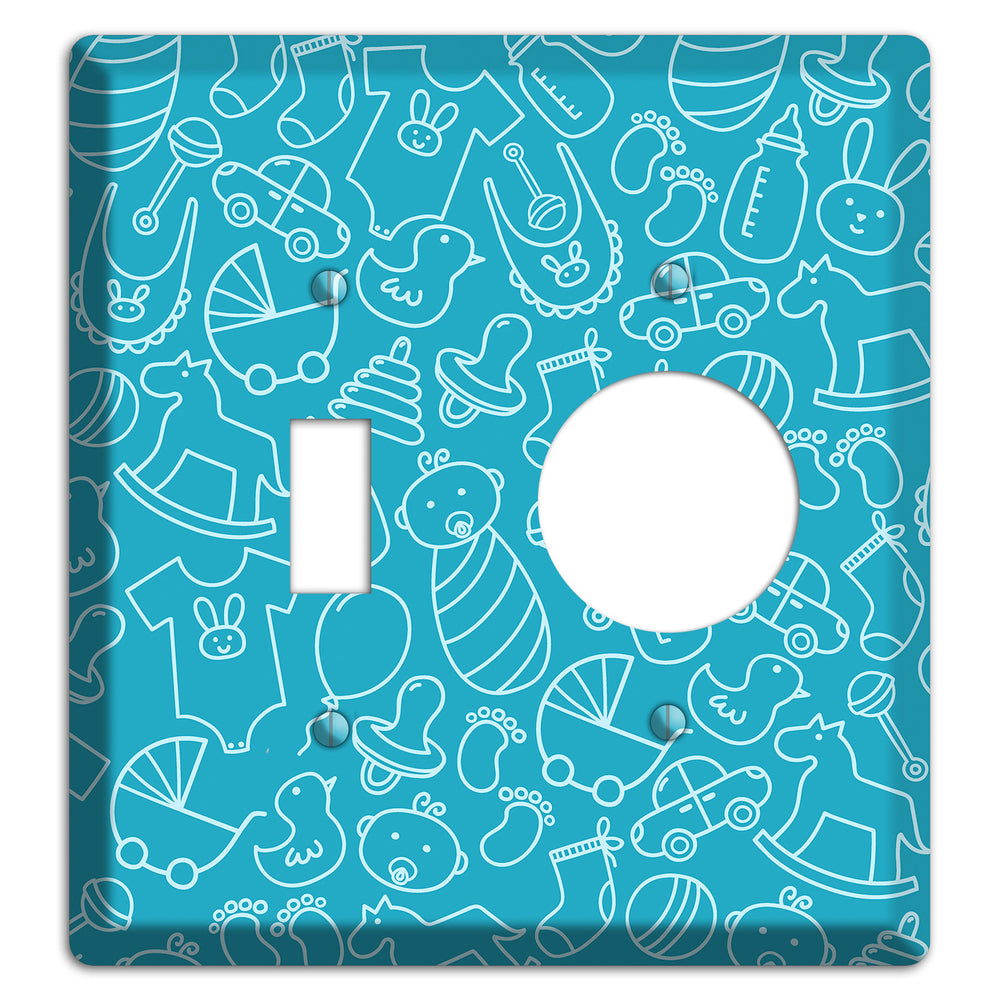Line Art Baby Blue Toggle / Receptacle Wallplate
