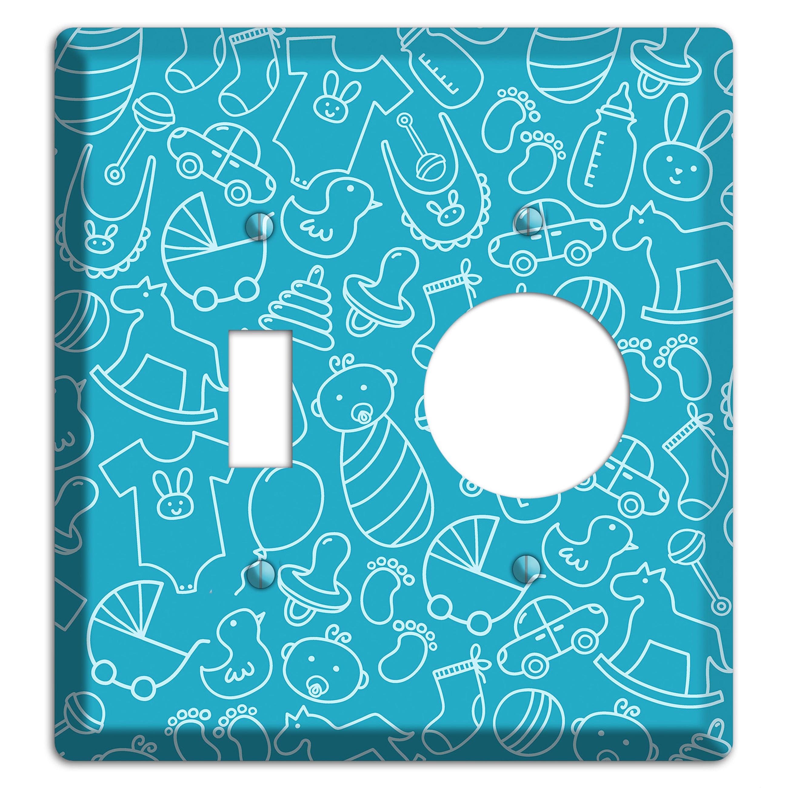 Line Art Baby Blue Toggle / Receptacle Wallplate