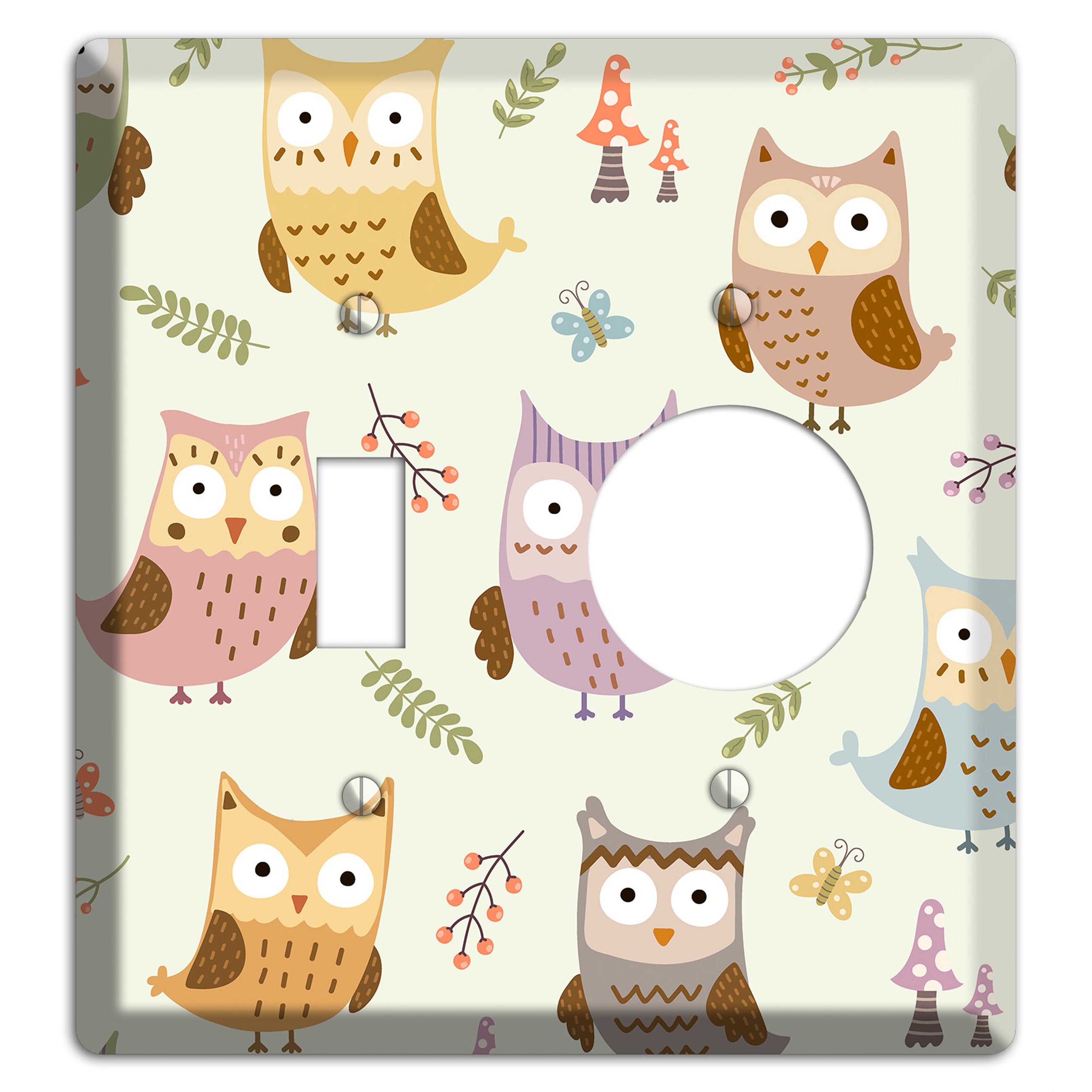 Sleepy Owls (Cream) Toggle / Receptacle Wallplate