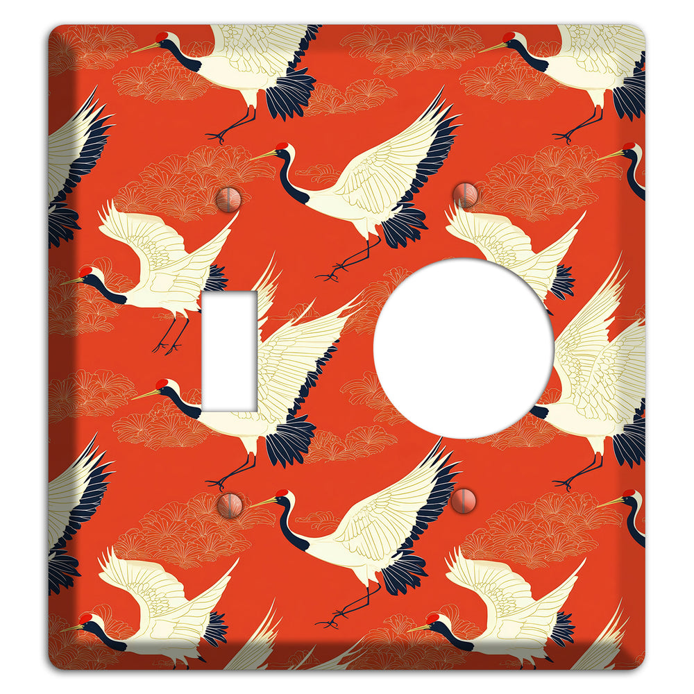 Vermillion Crane Flight Toggle / Receptacle Wallplate