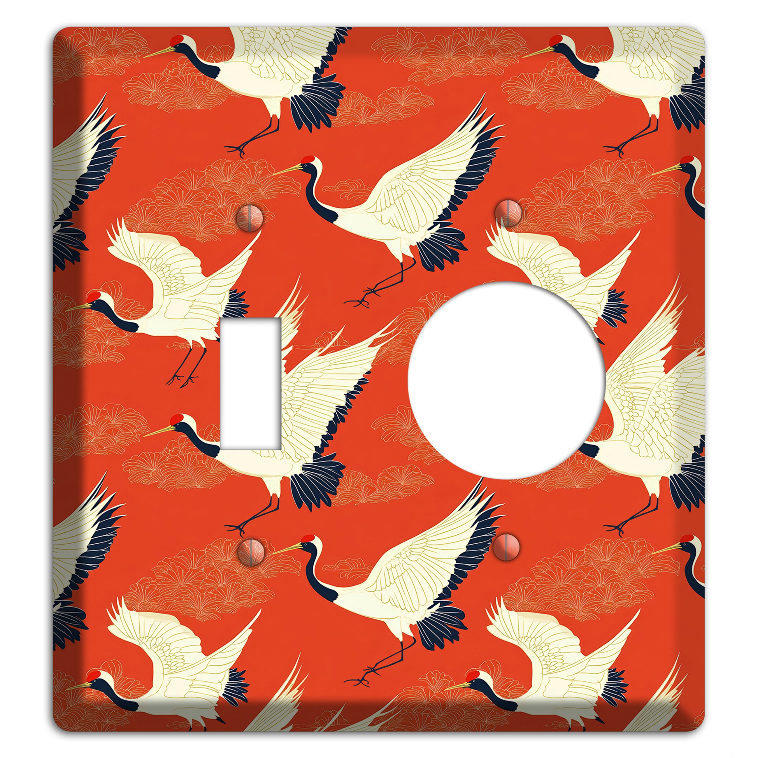 Vermillion Crane Flight Toggle / Receptacle Wallplate