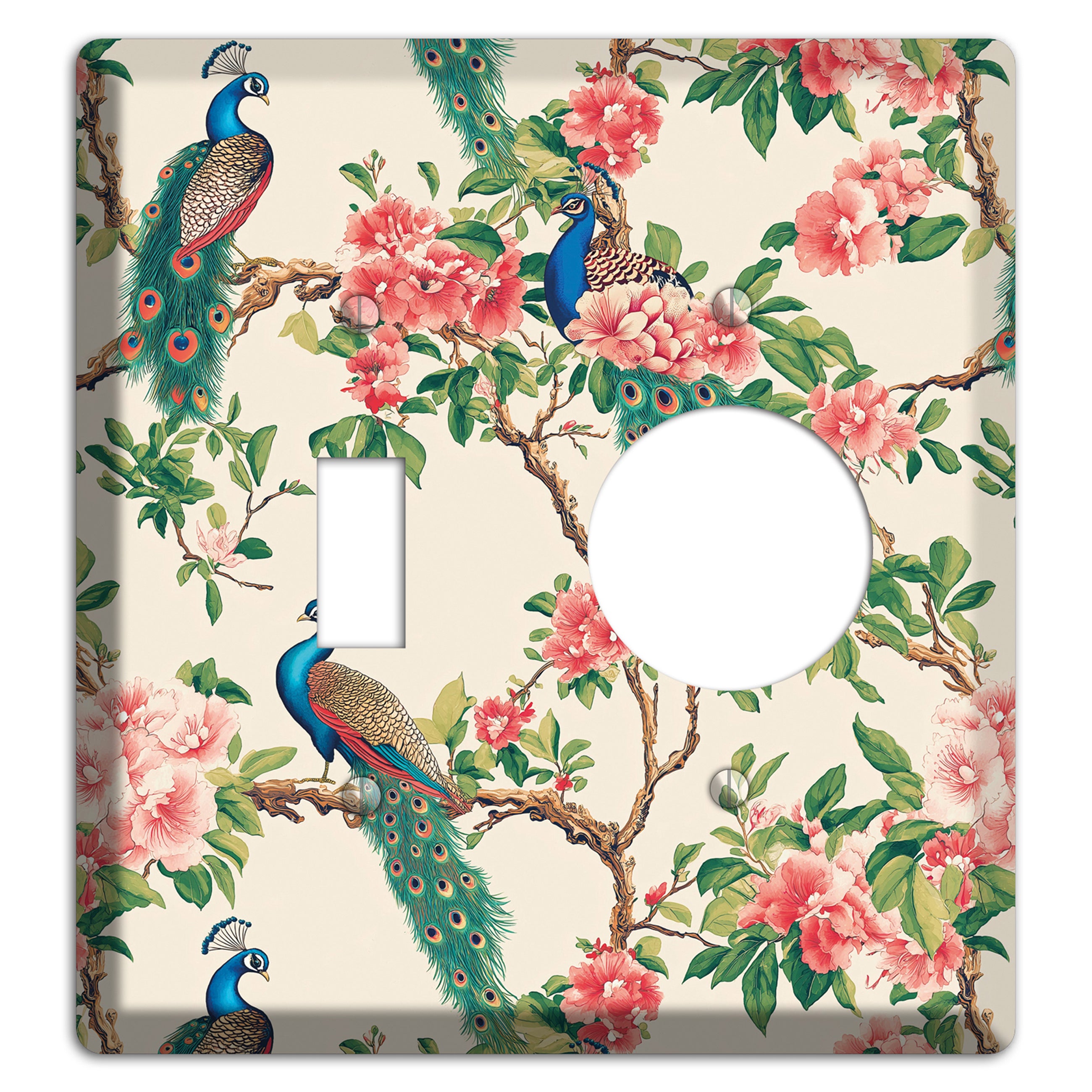 Peacock & Peony Court Toggle / Receptacle Wallplate