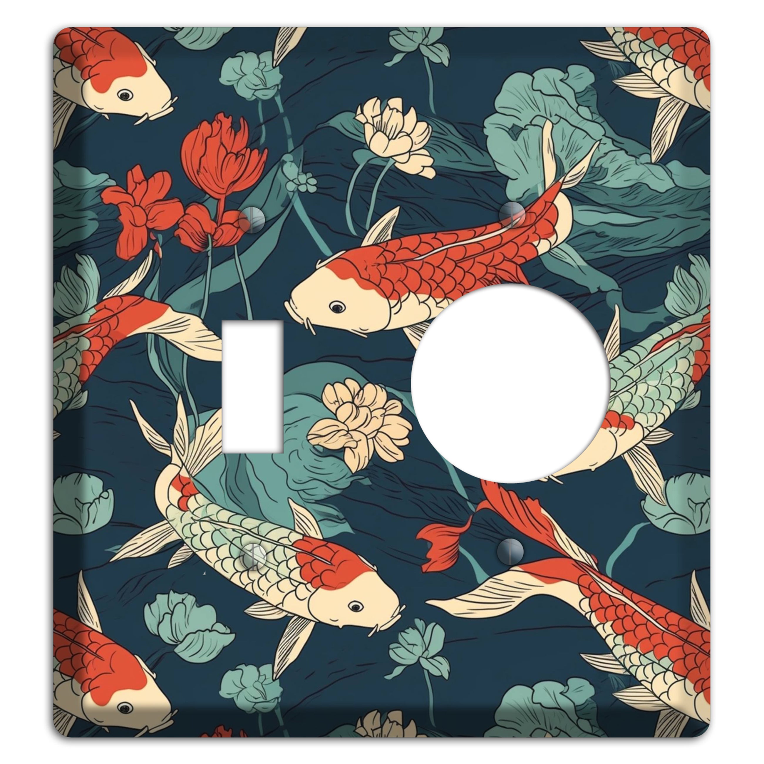 Koi & Lotus Drift Toggle / Receptacle Wallplate