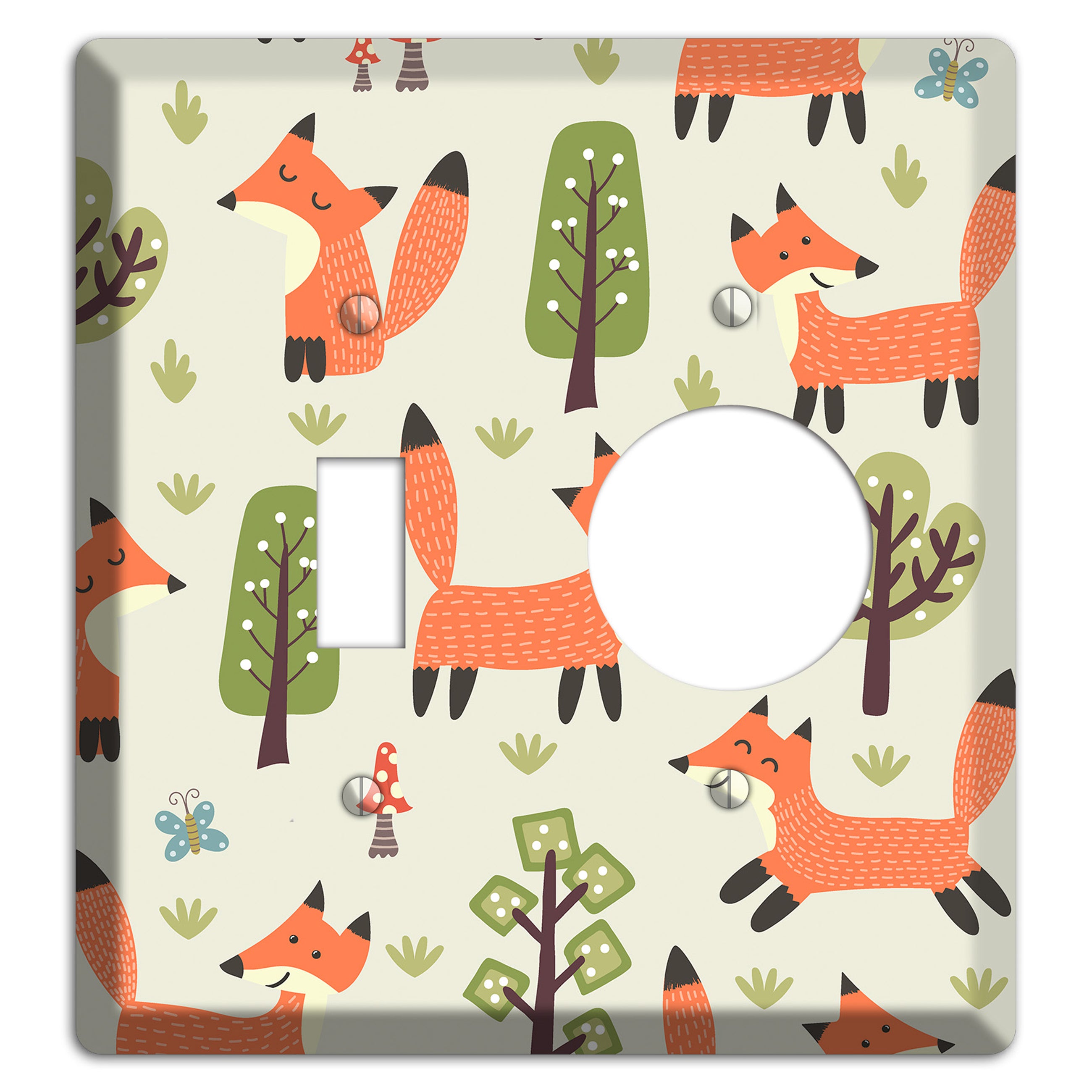 Fox & Forest (Olive) Toggle / Receptacle Wallplate